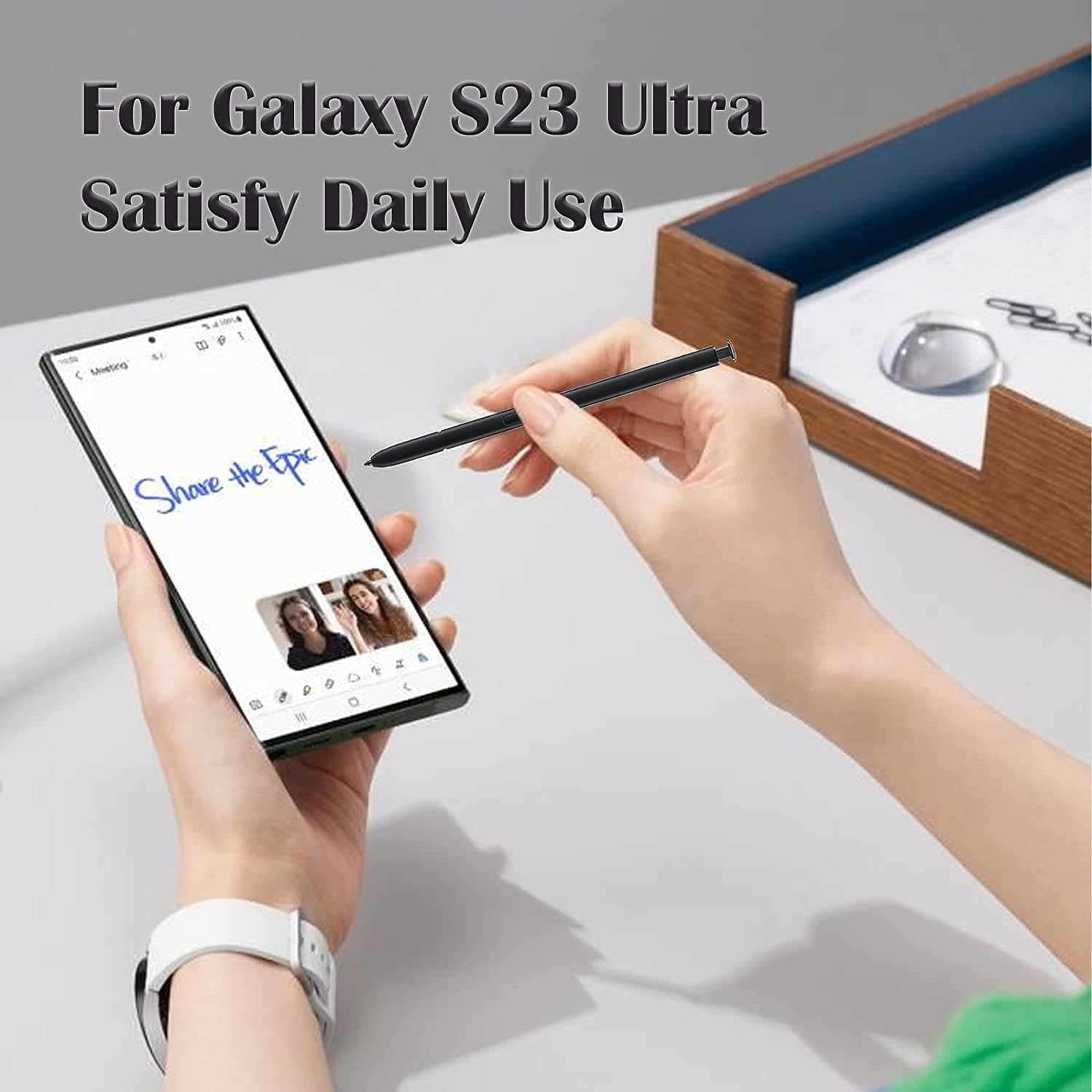 2 Pack Galaxy S23 Ultra Pen without Bluetooth Function for Samsung Galaxy S23 Ultra 5G S Pen Touch Screen Stylus Replacement (Phantom Black) image number 4