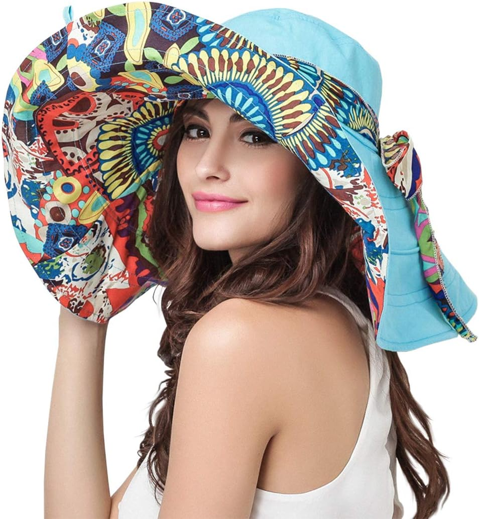 WITERY Floppy Summer UPF50+ Foldable Sun Beach Hats Accessories Wide Brim for Women