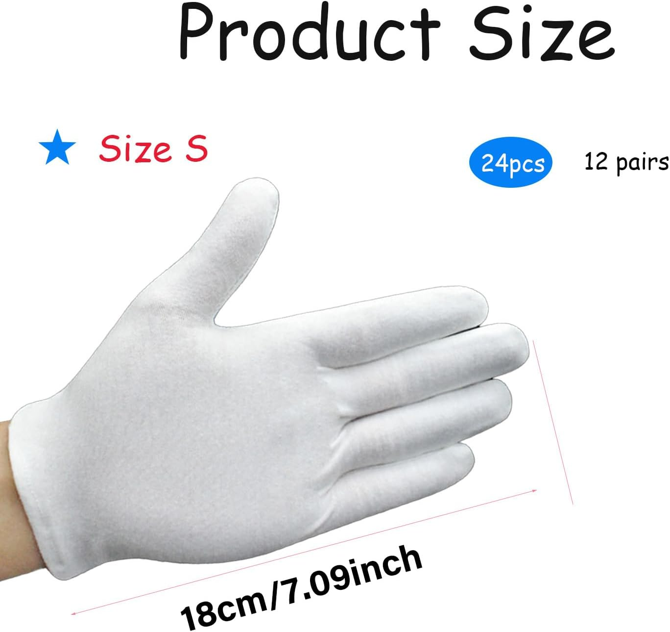 24Pcs 12 Pairs of Children'S Cotton Gloves Eczema Moisturizing Gloves, Reusable White Cotton Gloves, for Children with Eczema Overnight Dry Hands (4-12 Years Old) image number 1