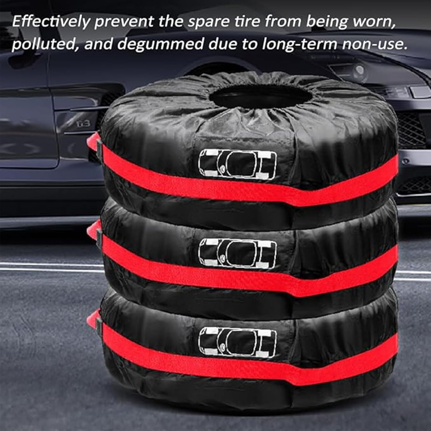 BOROCO Tyre Bags, Wheel Cover 190T Polyester TAFT Heavy Duty & Waterproof Replacement Wheel Covers for Cars, Suvs, Vans, Pickups, Fits Tyres from 13 to 18 Inch image number 2