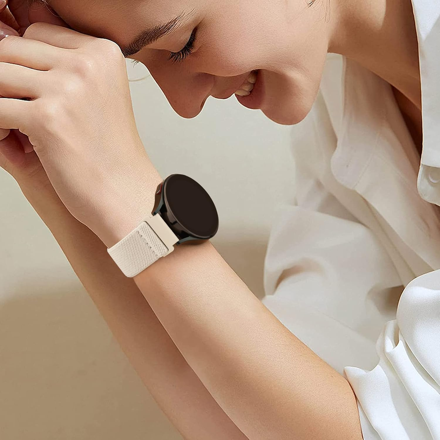 3 Pack Elastic Bands for Garmin Forerunner 245/245 Music Bands Women Men, 20Mm Soft Stretchy Nylon Sport Straps for Garmin Vivoactive 6/5/3 Smartwatch - Green Arrow+Leopard+Black image number 5