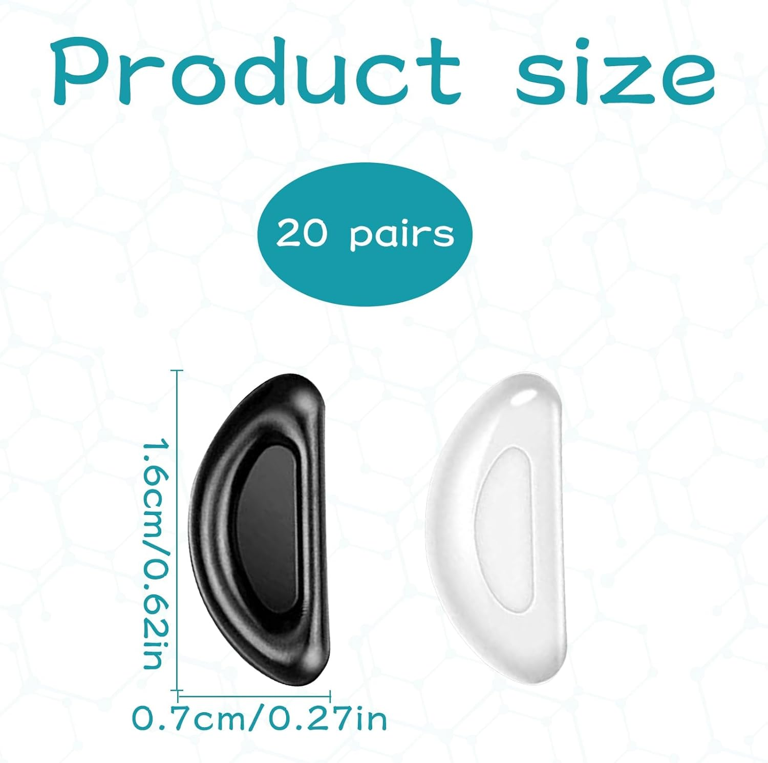 Glasses Nose Pads, 20Pairs Nose Pads for Glasses, Glasses Nose Pad, Eyeglass Pads with Super Sticky Backing, Adhesive Anti-Slip Nose Pad for Eyeglasses, Sunglasses, Plastic Frames (Black, Clear) image number 4