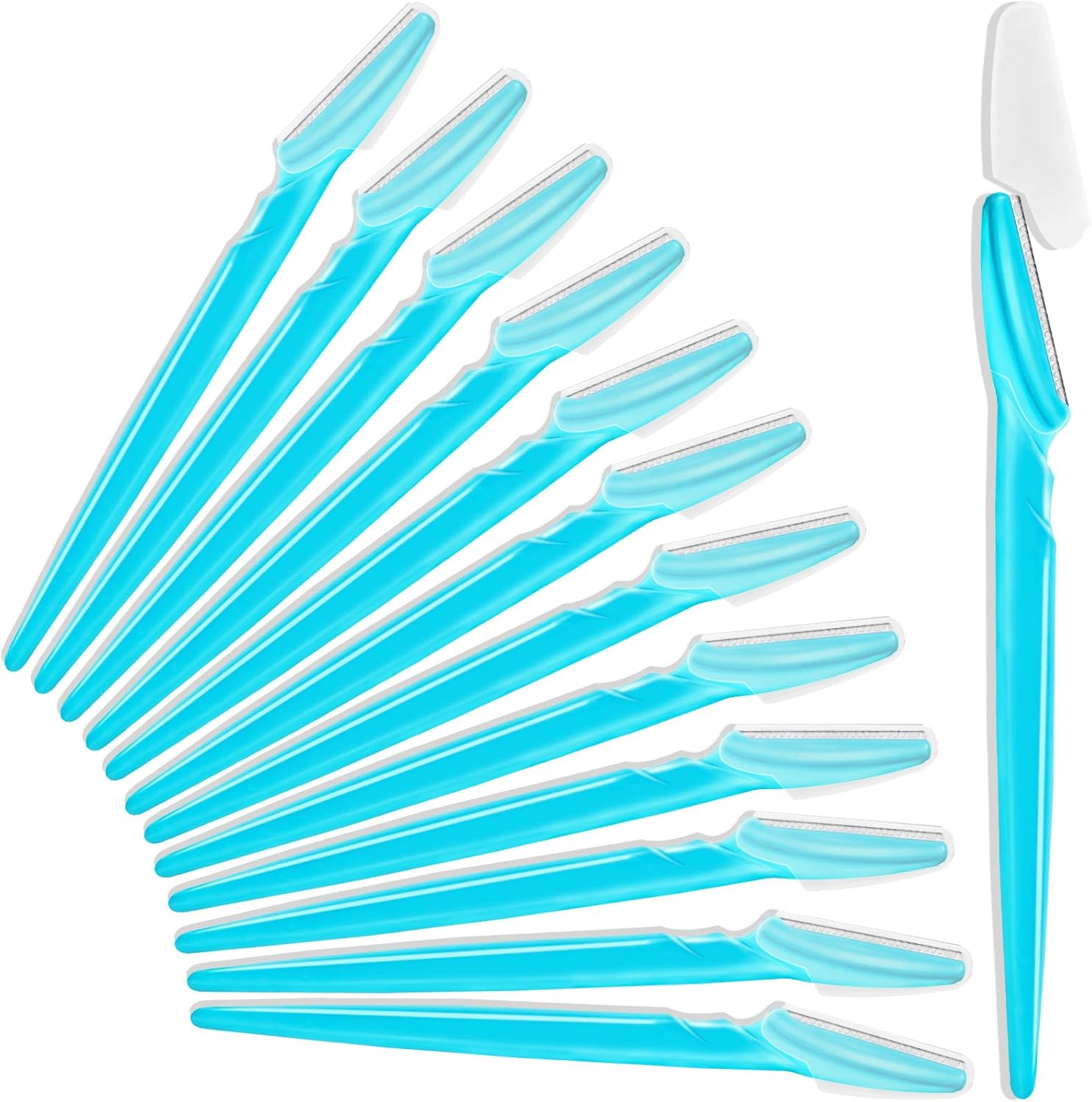 HFATMOS 12 Pcs Eyebrow Razors, Face Razors Multipurpose, Exfoliating Dermaplaning Tools, Eyebrow Trimmers Shaver with Safety Cover, Facial Hair Removal for Women Men Body Use (Black)