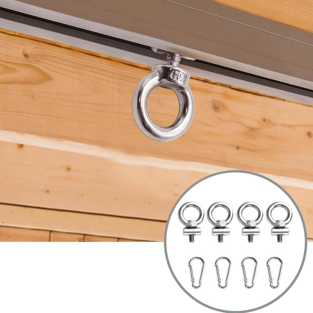 4Pcs Awning Rail Stoppers Rail Track Screws,6Mm Stainless Steel Awning Piping Stoppers with Carabiners, Secure RV Caravan Motorhome Campervan Tent Awnings Accessories image number 3