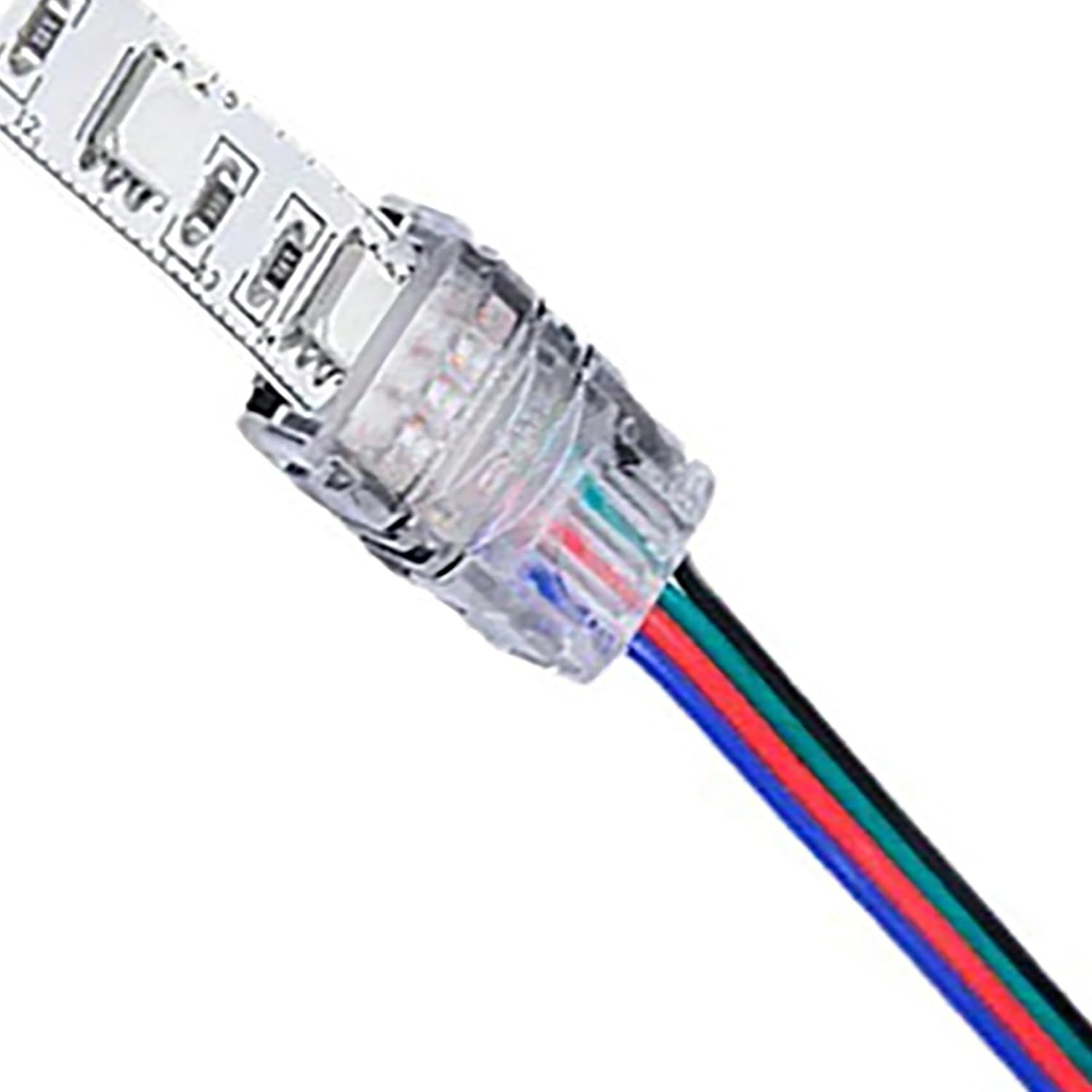 Tunghey 10 Pack 4 Pin LED Connector for Waterproof 10Mm RGB 5050 LED Strip Lights, Strip to Wire Quick Connection without Stripping, Include 5M 22 Gauge 4 Conductor Extension Cable image number 2