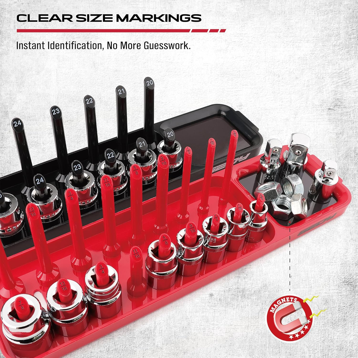 SEDY 8-Piece Socket Holder Tool Tray Organizer, Socket Storage Organizer Set for Toolbox Tools Trays Drawer 1/2 3/8 1/4 Inch Drive Socket Holder image number 2