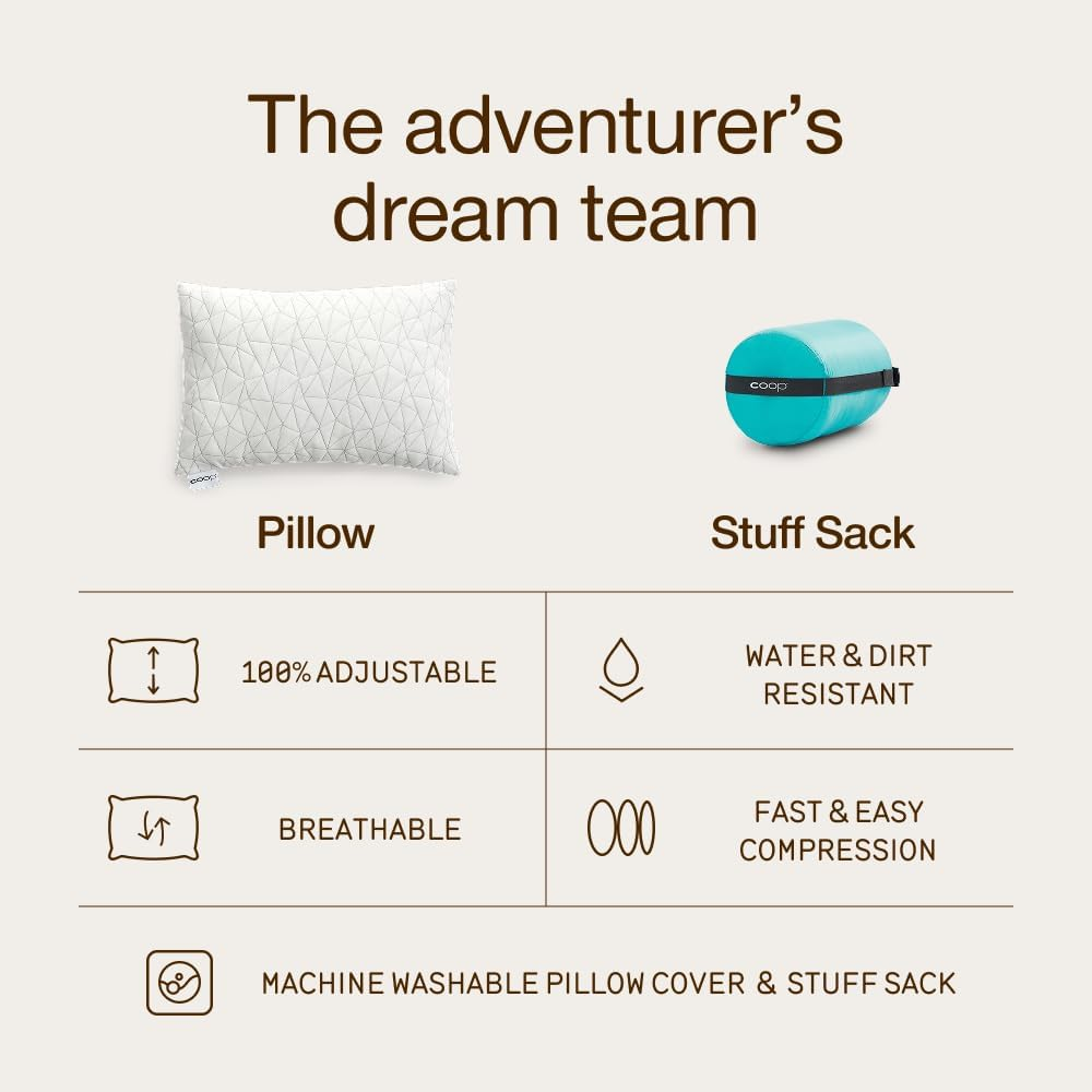 Premium Shredded Memory Foam Camping and Travel Pillow with Bamboo Derived Viscose Rayon Cover - Adjustable- Compressible - Includes Stuff Sack Great for Backpacking and Travel 19 X 14 image number 5