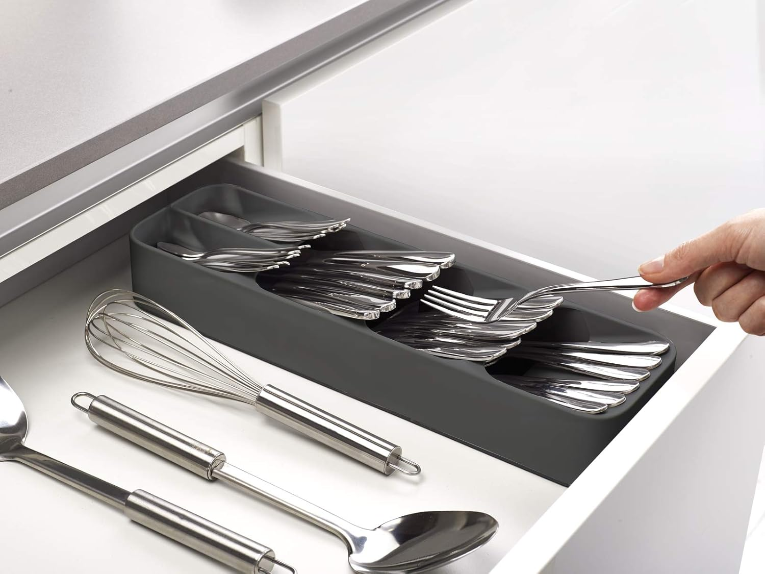 Joseph Joseph Duo Compact Cutlery Organiser, Grey image number 2