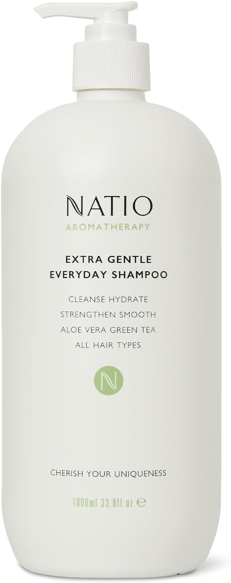 Natio Australia Aromatherapy Extra Gentle Everyday Shampoo 1000Ml/1L - Daily Nourishing & Cleansing Shampoo - Removes Excess Oil from Scalp - Aloe Vera & Green Tea - Suitable for All Hair Types - Vegan Friendly - Made in Australia image number 1