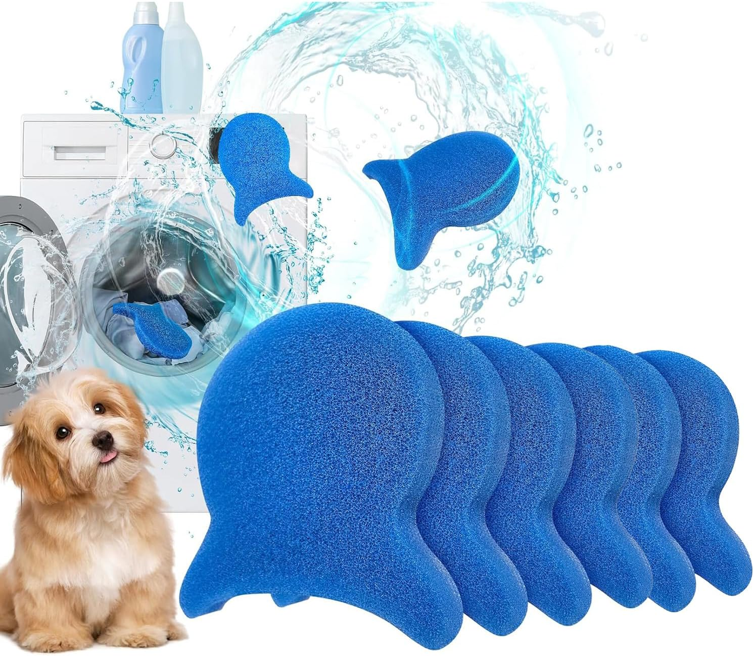 6PCS Pet Hair Remover Balls for Washing Machine, Reusable Pet Hair Remover for Laundry, Dog & Cat Hair Remover for Washing Machine and Dryer, Wet and Dry Use- Hair Laundry, Clothes, Bedding