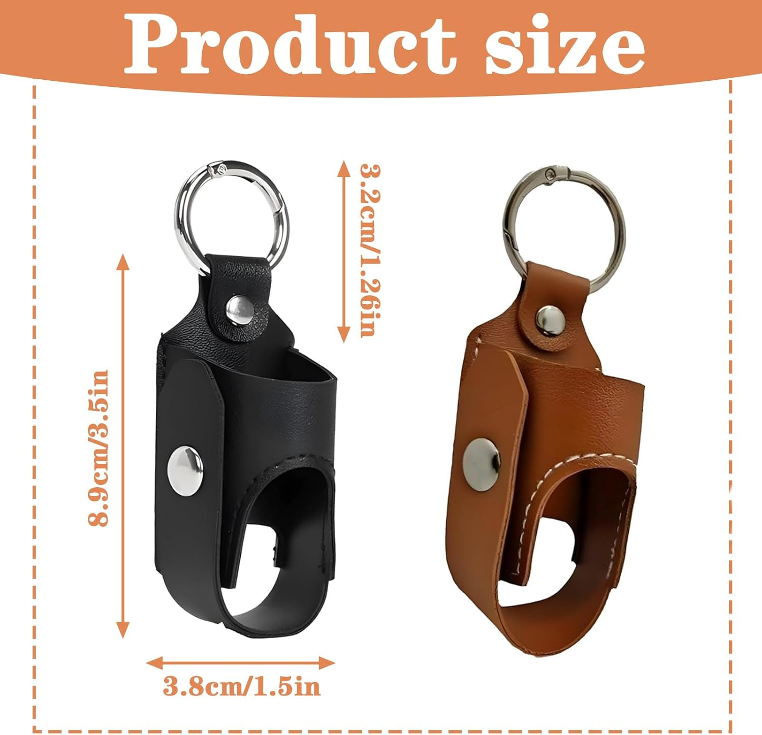 ZPLASK 2PCS Inhaler Case, Mini Keychain Inhaler Holder, Asthma Inhaler Case, Carrying Portable Inhaler Bag Leather Protective for Hiking Daily Use Outdoor and Travel (Black Bolwn) image number 4