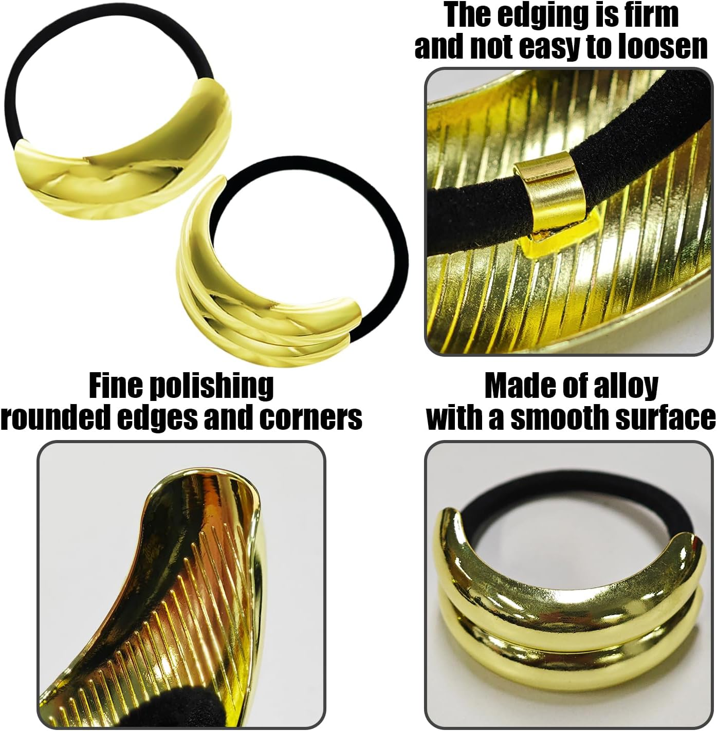 Pack of 2 Shiny Hair Rope, Elastic Oval Hair Rope, Vintage Metal Hair Rope, Glitter Ponytail Hair Rope, Elegant Women'S Hair Rope, Fashionable Hair Rope image number 5