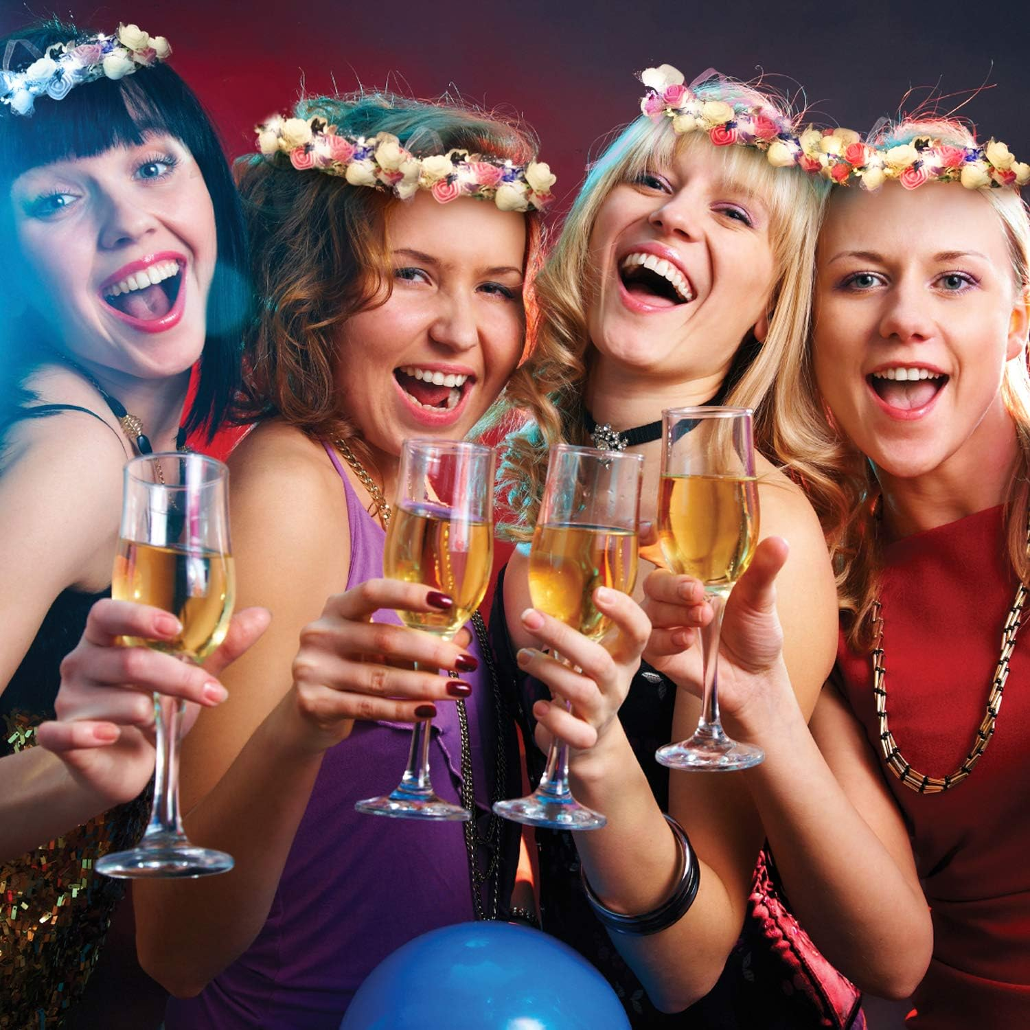 Novelty Place 4 Pack Light up Flower Headband - LED Floral Head Crown for Wedding, Festival and Party - 4 Pieces image number 4