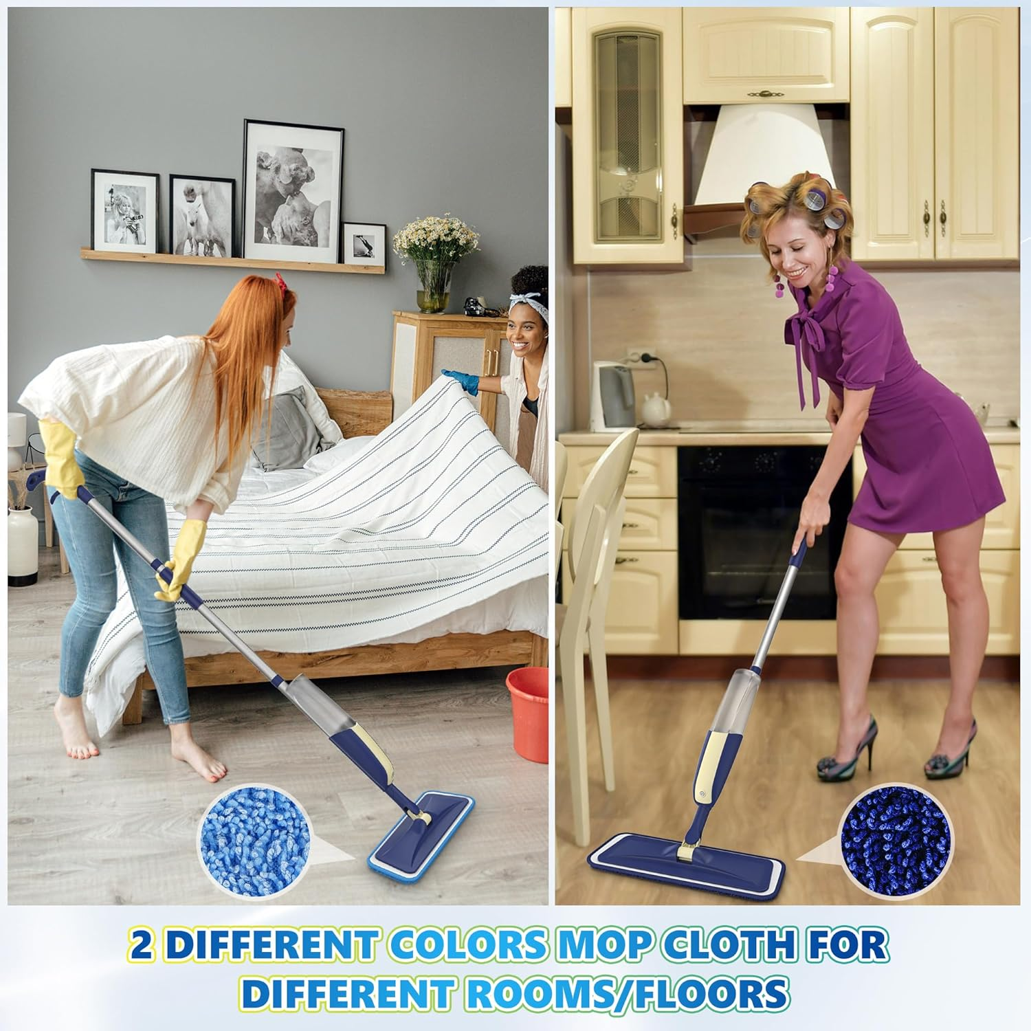 Microfiber Spray Mops for Hardwood Floor Cleaning - MEXERRIS Wet Jet Mops Dry Dust Mop with 3X Washable Pads Fit for Swiffer Powermop Floor Mop Flat Mops for Wood Laminate Tile Vinyl Floor Cleaning image number 4