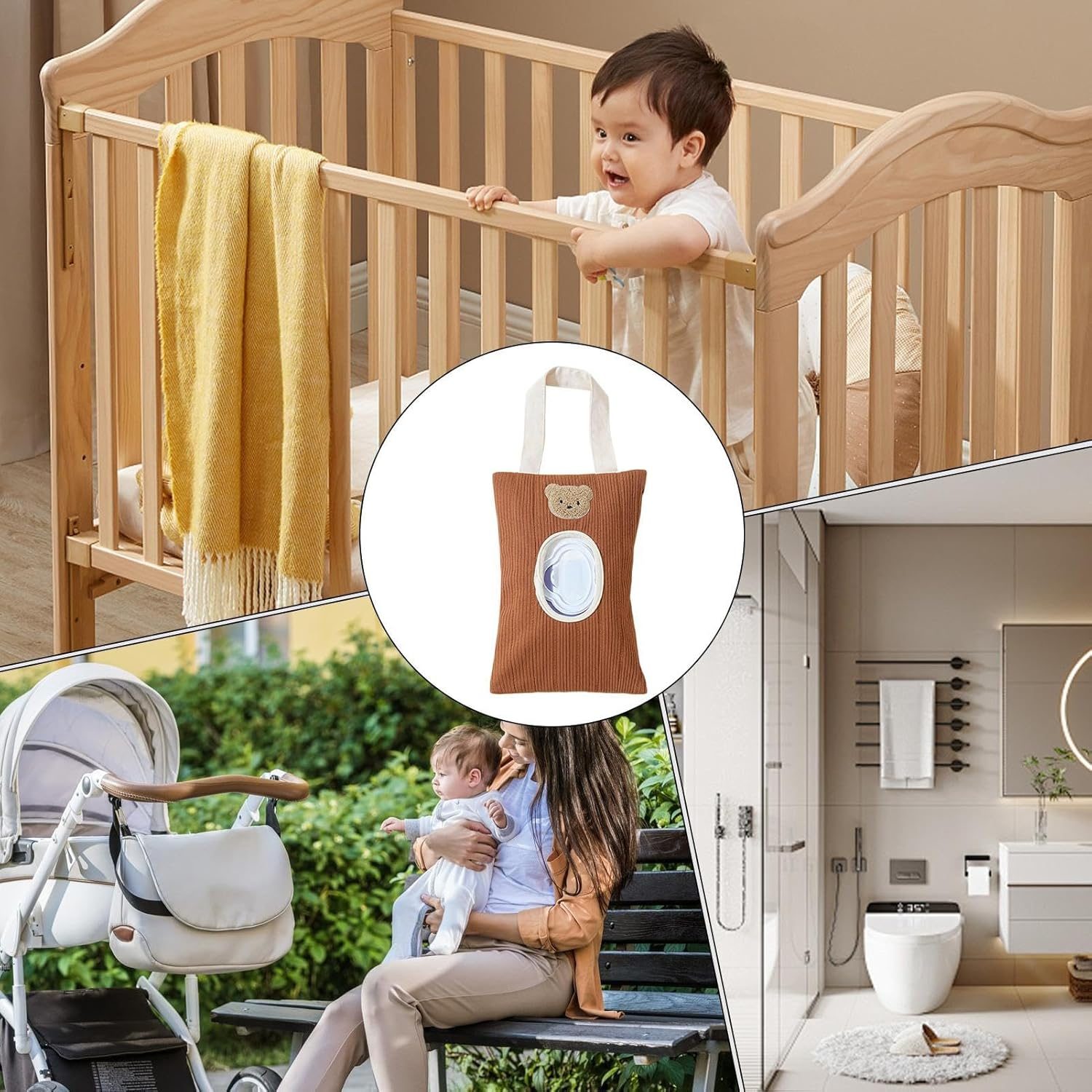 Refillable Wipes Container - Keeps Wipes Clean Dispenser,Portable Hangable Container Bag for Travel Organizing Storage Bathroom Wall Home Kitchen