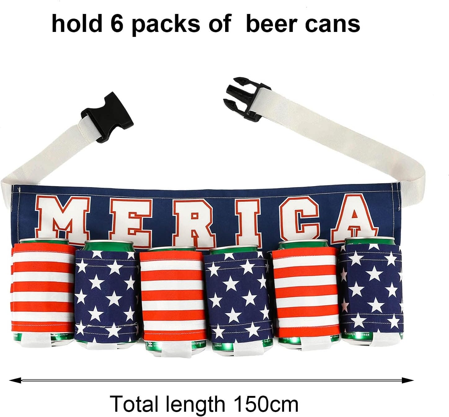 AGDGV Beer Belt,6-Can Hands-Free Beverage Holder, Adjustable Drink Belt, Ideal Father'S Day Gift for Aussie Dads, Bbqs, Festivals, Holidays, Parties & Sporting Events, Keeps Drinks Cold & Convenient - Multicolor-2 image number 2