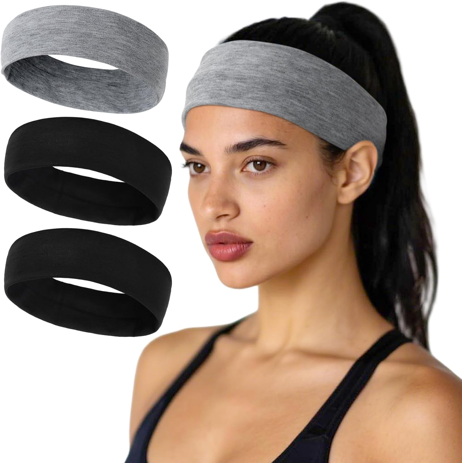 Bohemian Headbands for Men and Women - Knotted Wide Elastic Sweat-Absorbent Non-Slip Yoga and Running Headbands, Soft Fitness Bohemian Hair Accessories, Unisex Headbands