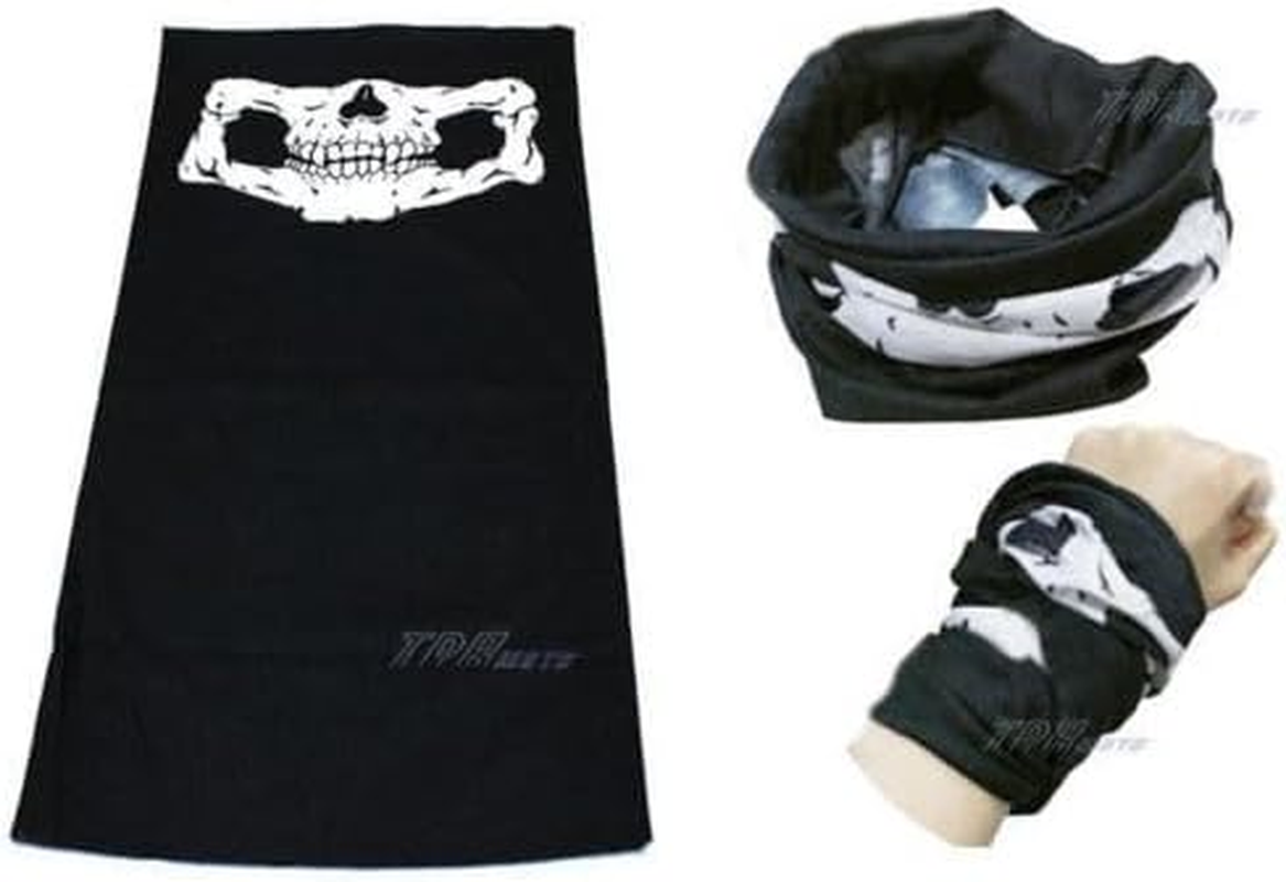 TDR Skull Face Mask for Bike Motorcycle, Helmet, Snowboard, Hunting, Costume Ski Mask, 100% Polyester Microfiber, Washable, Black/White image number 2