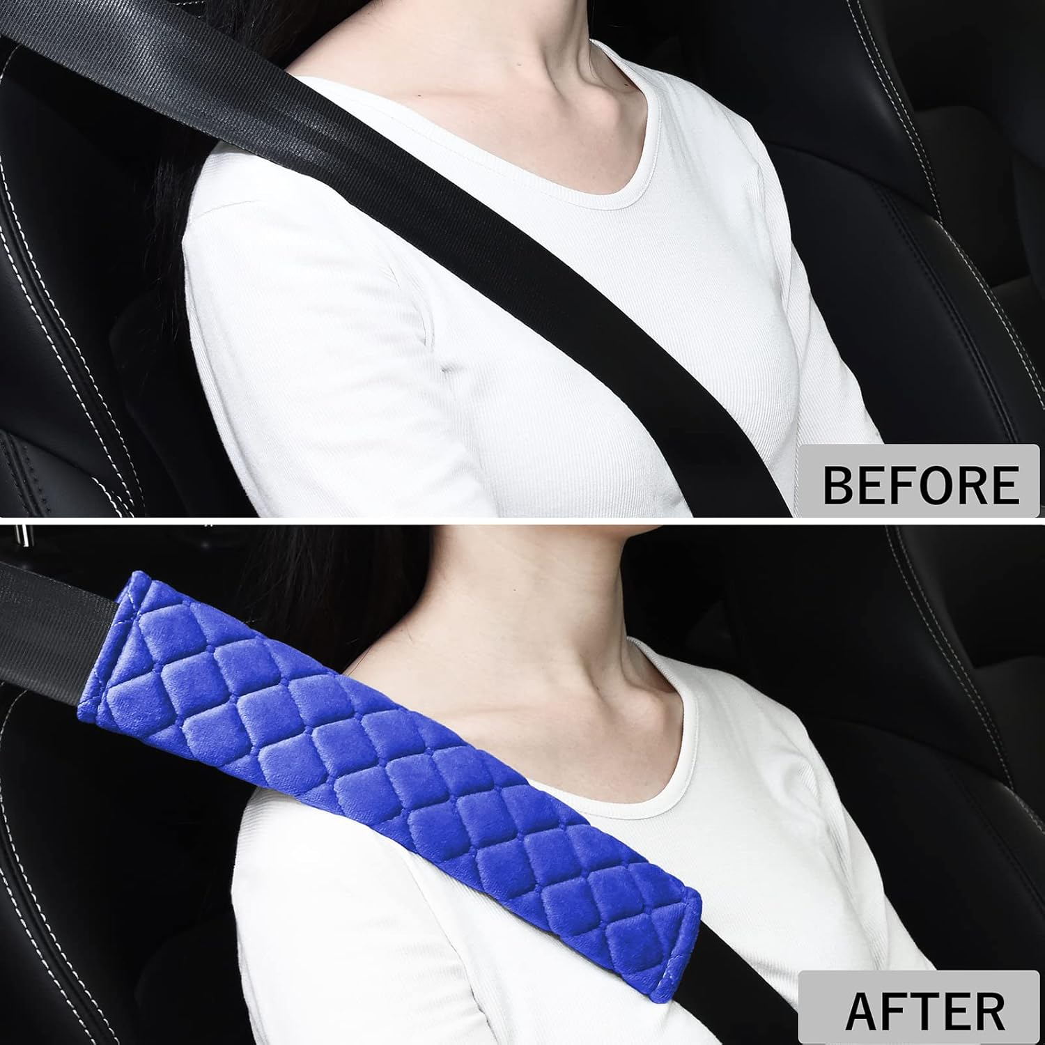 2Pack Car Seat Belt Pads Cover,Seat Belt Shoulder Strap Covers Harness Pad for Car/Bag,Soft Comfort Helps Protect You Neck and Shoulder from the Seat Belt Rubbing(Blue)