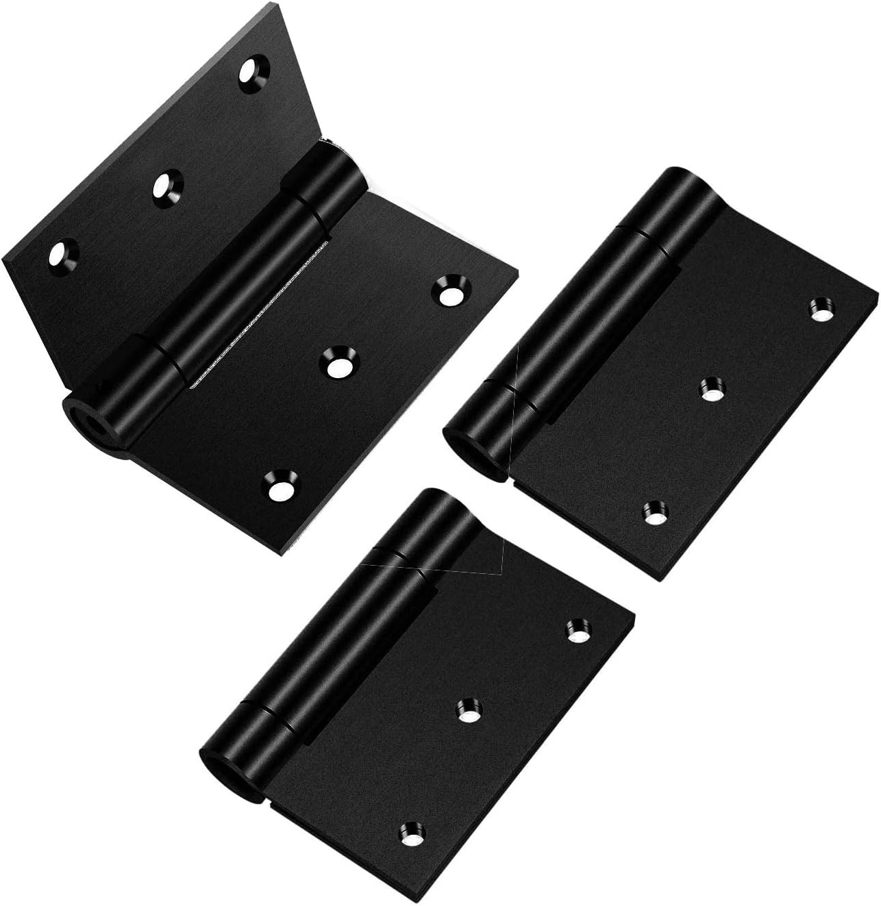 3Pcs 4'' Self-Closing Stainless Steel Door Hinge Spring Door Hinge Heavy-Duty Square Thickness 3Mm (4Inch, Silver)