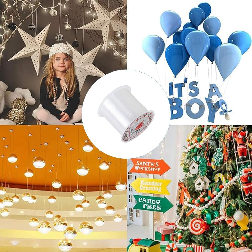 2 Roll Transparent Fishing Thread, Clear Fishing Line Jewelry String Invisible Nylon Thread for Hanging Decorations, Beading and Crafts, 0.25Mm 80M Fishing Line Clear Invisible