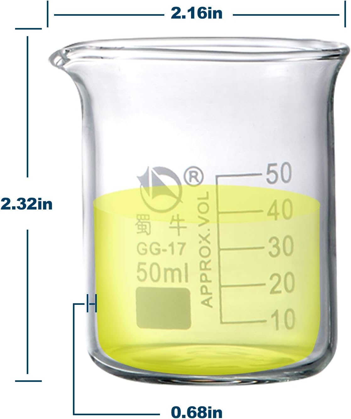 Young4Us Glass Beakers, Pack of 6 Low Form Glass Measuring & Glass Droppers Set, 3 Graduated Griffin Beakers in 3 Sizes with Scales, 250Ml, 100Ml, 50Ml, 3 Glass Droppers without Scales (3Ml per Drop) image number 6