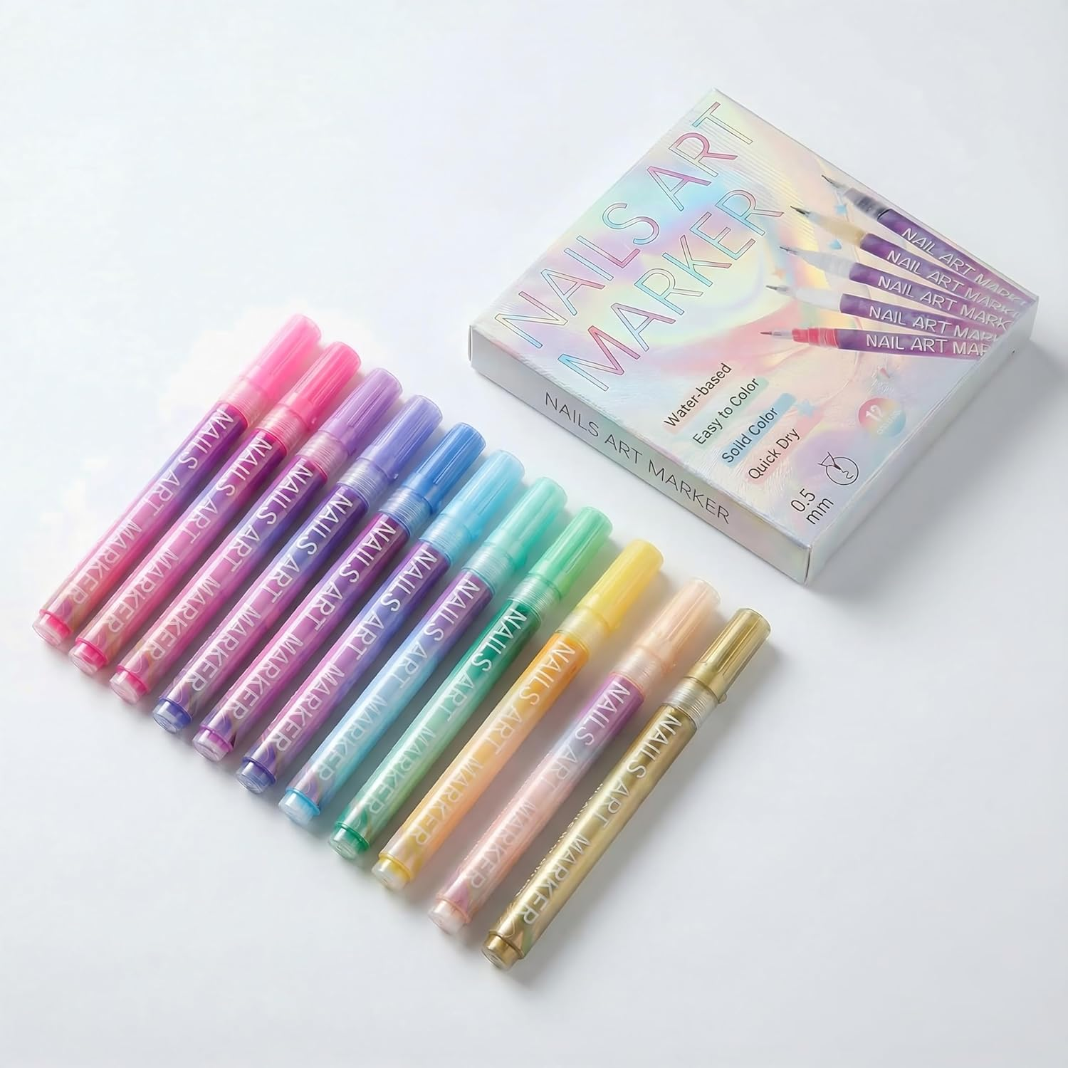 12 Colors Nail Art Pens Set, 3D Quick-Dry 0.5MM Nail Polish Pens, 2025 DIY Nail Art Marker Graffiti Dotting Pen for Nails Art Design Manicure Nail DIY Decoration image number 5