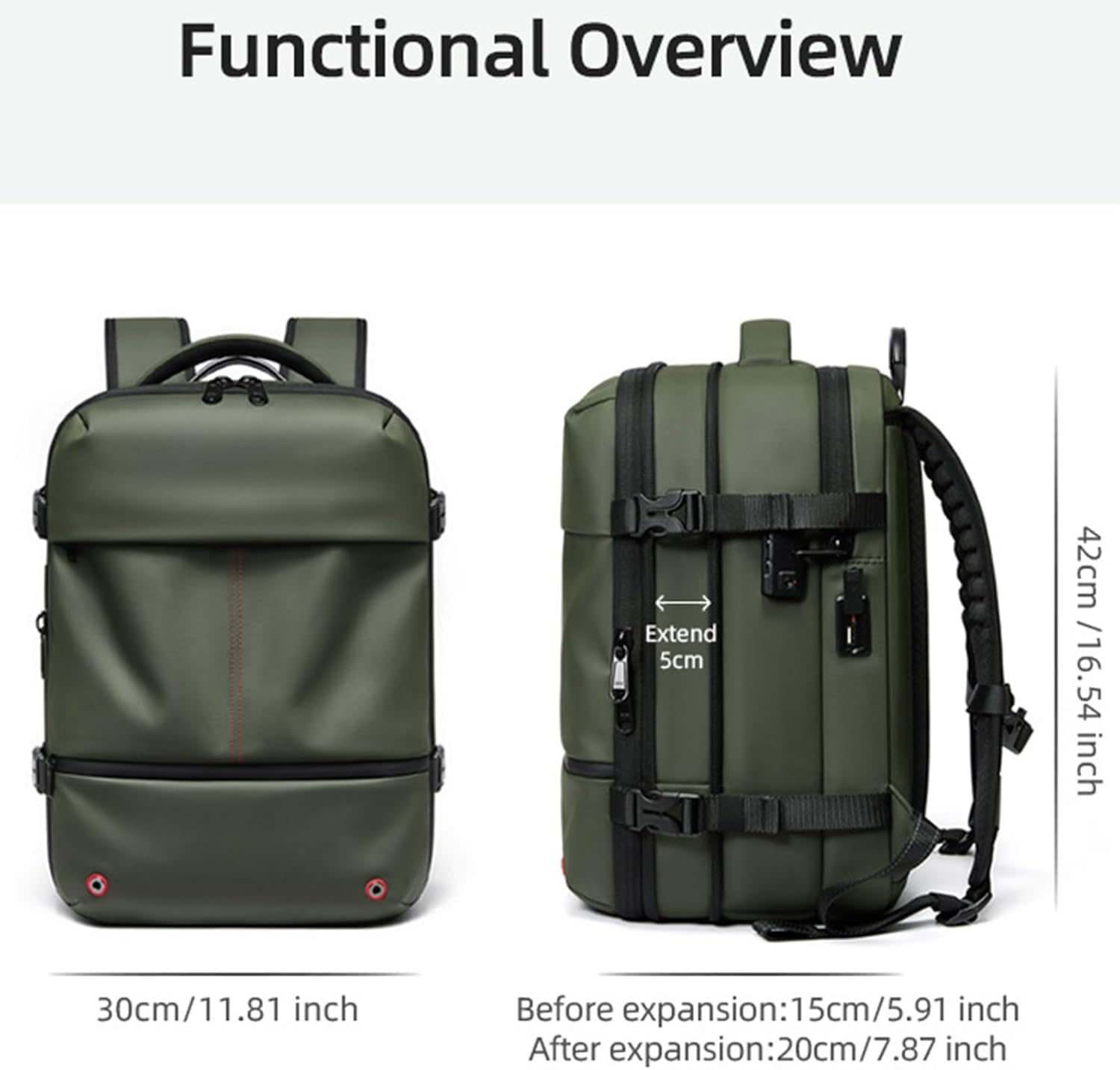 Travel Backpack with Vacuum System | Waterproof 48L Expandable Compression Backpack - Outdoor Bags for Urgency Adventure Business Trip Daily Commuting Scout Trail Fishing Tracking - Pink image number 7