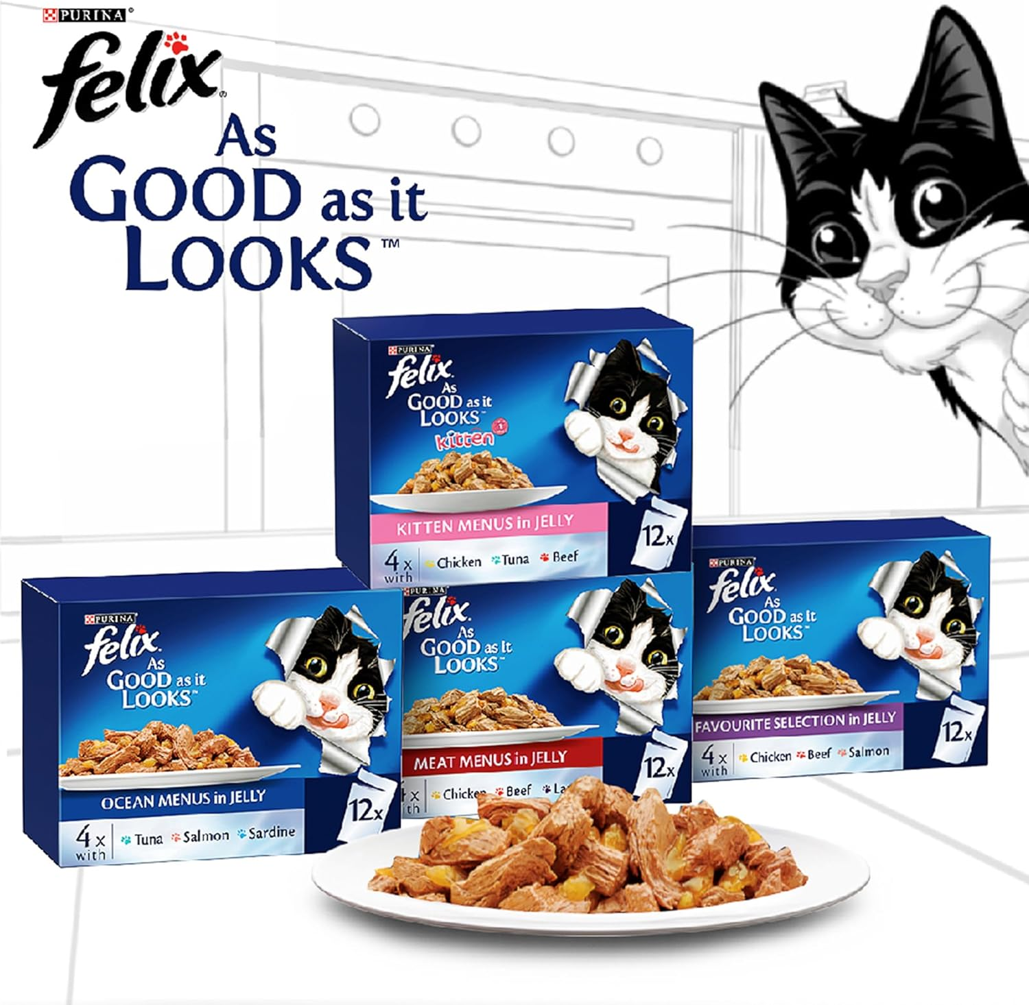 Felix as Good as It Looks Favourite Selection in Jelly Wet Cat Food, 85 G (Pack of 12) image number 5