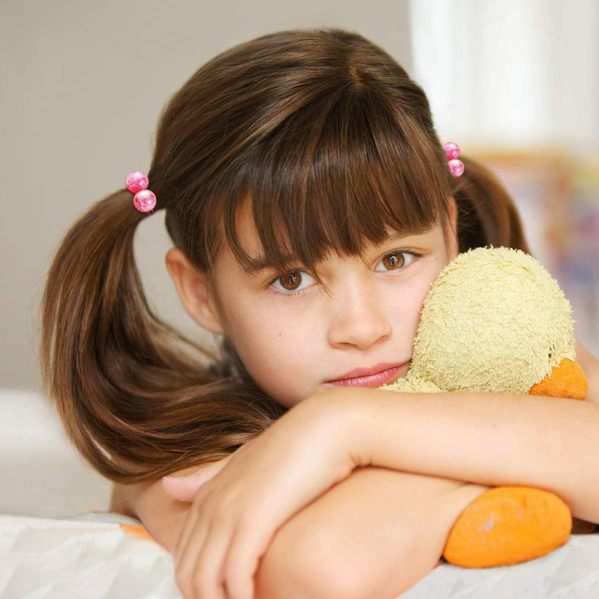 Acrylic Butterfly Ball Elastic Hair Bands - Hair Ties and Ponytail Holders for Girls - 14Pcs Kids Hair Accessories image number 1