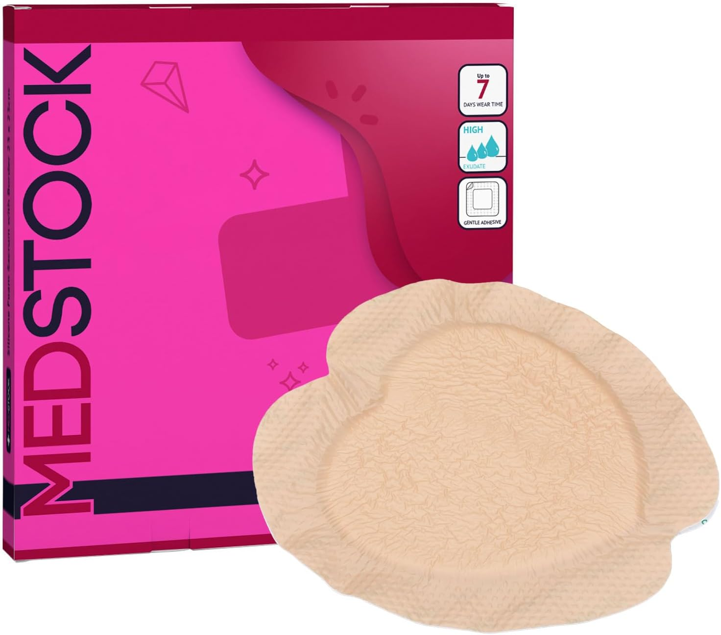 MEDSTOCK Silicone Foam Sacrum Dressing with Border, 18CM X 18CM, 5 Count, Sacral Wound Care Dressing, 5 Layer Shield, Cushioned, Conforms to Delicate Sacral Area, Easy Removal and Reapplication image number 3