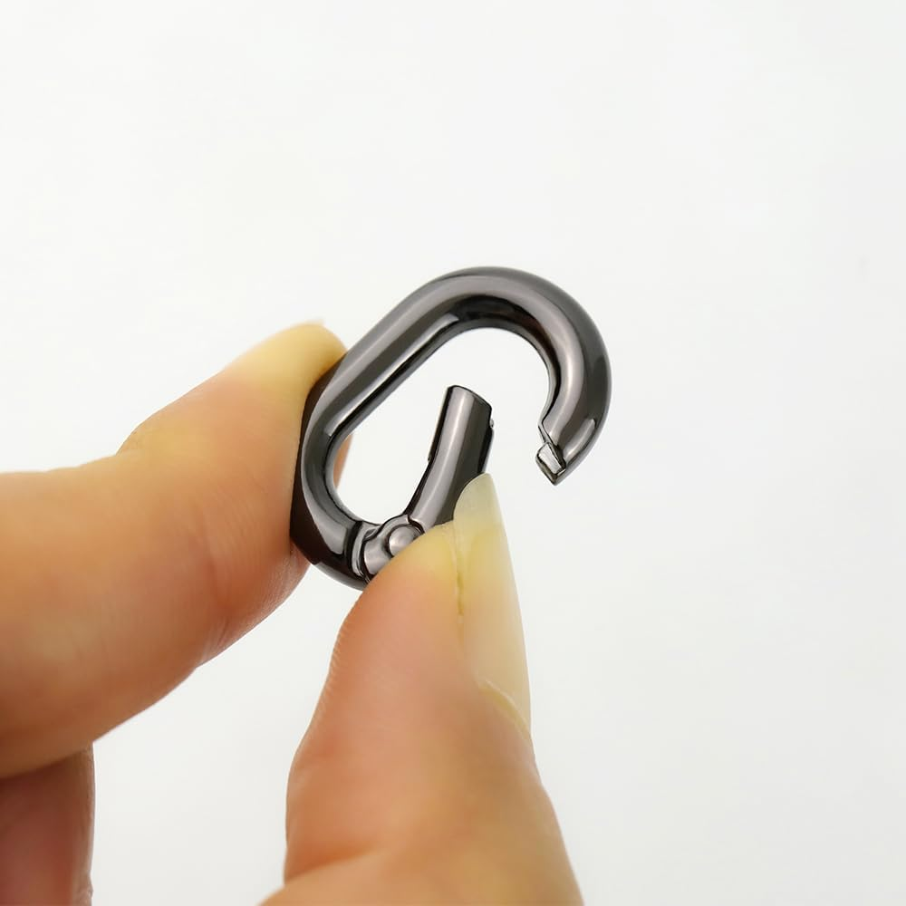 10 PCS TANJUN Carabiner Metal Spring Key Ring, Spring Keyring Buckle, Oval Ring for Bags,Purses - Black image number 4