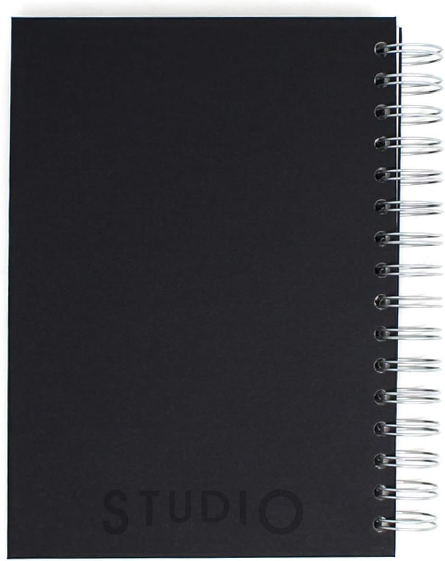 Artway Studio &ndash; Spiral Bound A5 Sketchbook &ndash; Portrait - 96 Sides/48 Pages of 170Gsm Cartridge Paper &ndash; Black Hardback Sketchbook image number 1