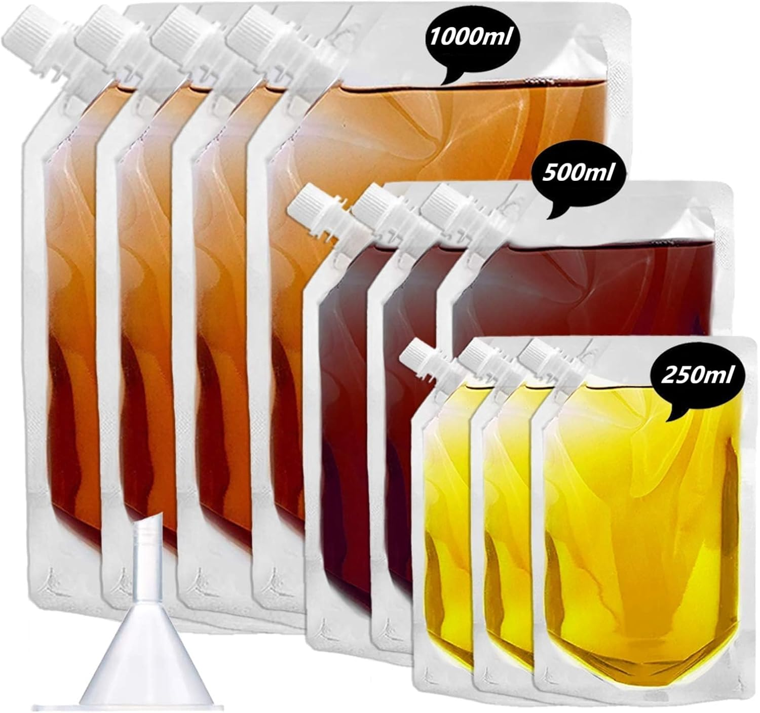 Travel Cruise Beverage Set, Collapsible and Reusable Juice Travel Plastic Bags &mdash; 4 X 1000Ml, 3 X 500Ml, 3 X 250Ml, 1 Funnel image number 6