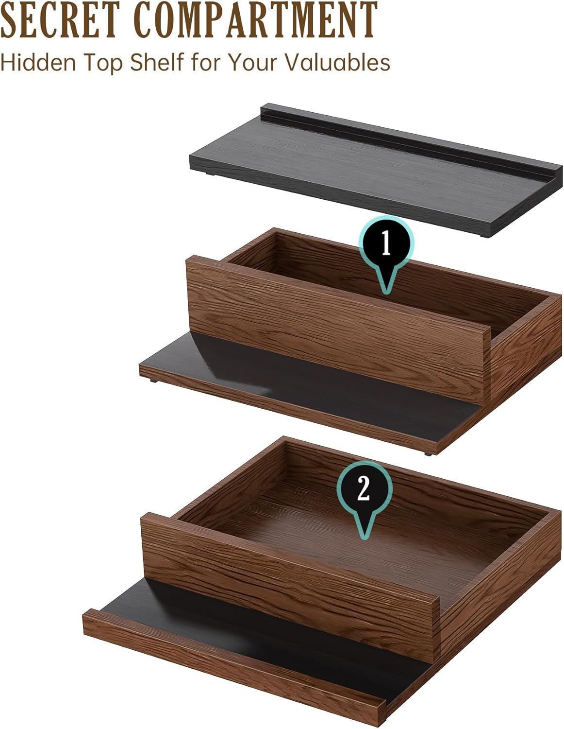 Nihome Handcrafted 3 Tier Wooden Cologne Organizer for Men, Mens Cologne Perfume Stand Organizer Solid Wood W/Hidden Compartments, Multi-Level Storage for Modern Gentleman'S Accessory Organization image number 3