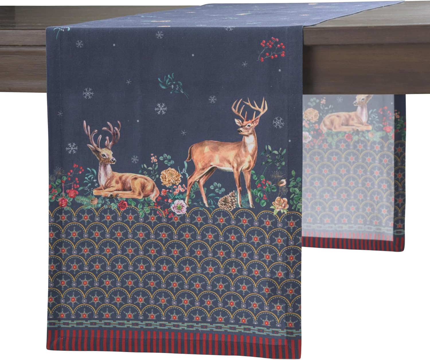 Maison D' Hermine Table Runner 100% Cotton Double Layer Table Runners 72 Inches Long for Thanksgiving Christmas Decorations Home Kitchen Dining Party Wedding (Palatial Paisley, 14.5" X 72")