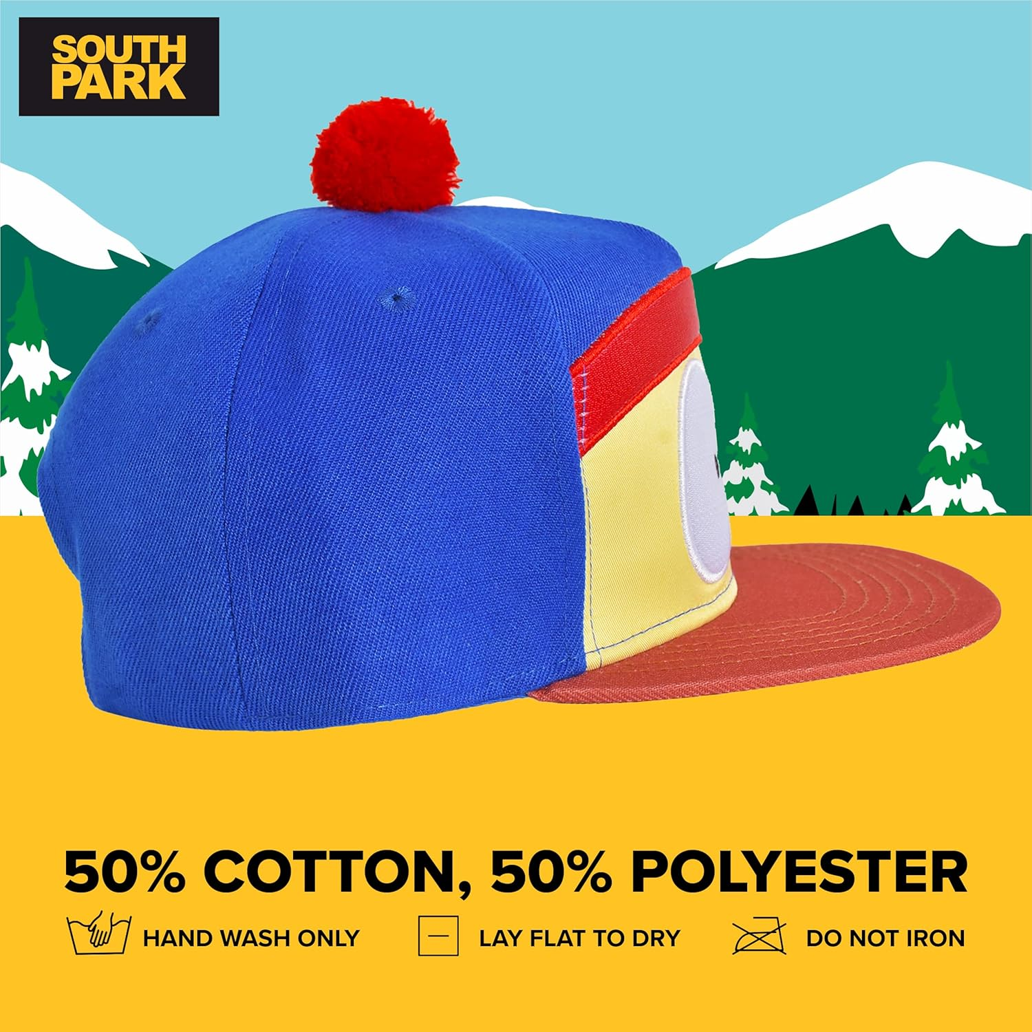 Concept One South Park Cap, Adjustable Snapback Baseball Hat with Flat Brim, Blue, One Size