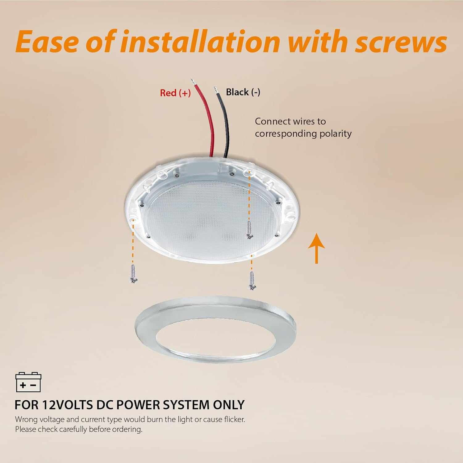 Dream Lighting 12V LED Caravan Ceiling Lights 5Inch RV Campervan Motorhome Interior Dome Cabin Lamp Cool White Chromed Shell image number 1