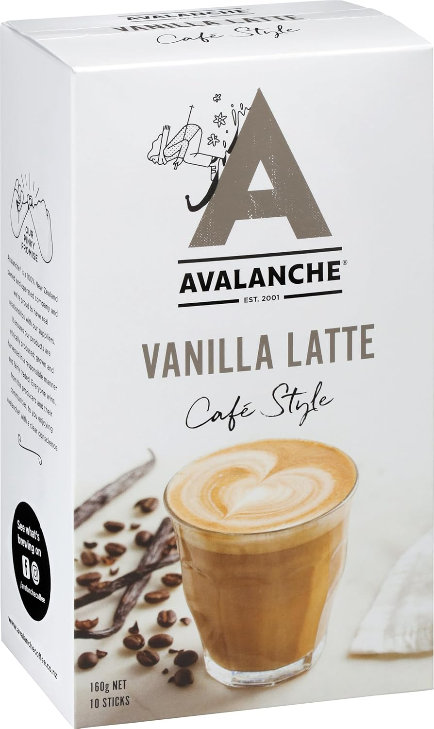 Avalanche Vanilla Latte Cafe Style 60 Coffee Sticks (Pack of 6) image number 2