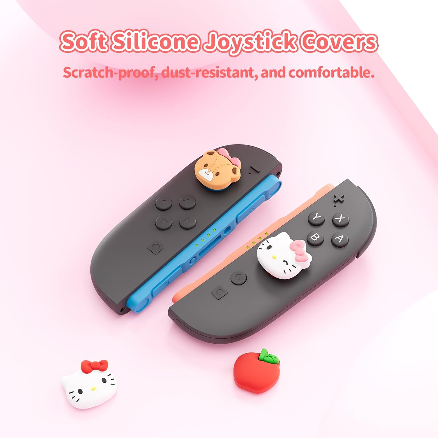 Kuitmor Silicone Joystick Caps Compatible with Nintendo Switch 2, Anti-Slip Thumb Grip Caps for Switch 2025, 4Pcs - Cute Cat image number 1