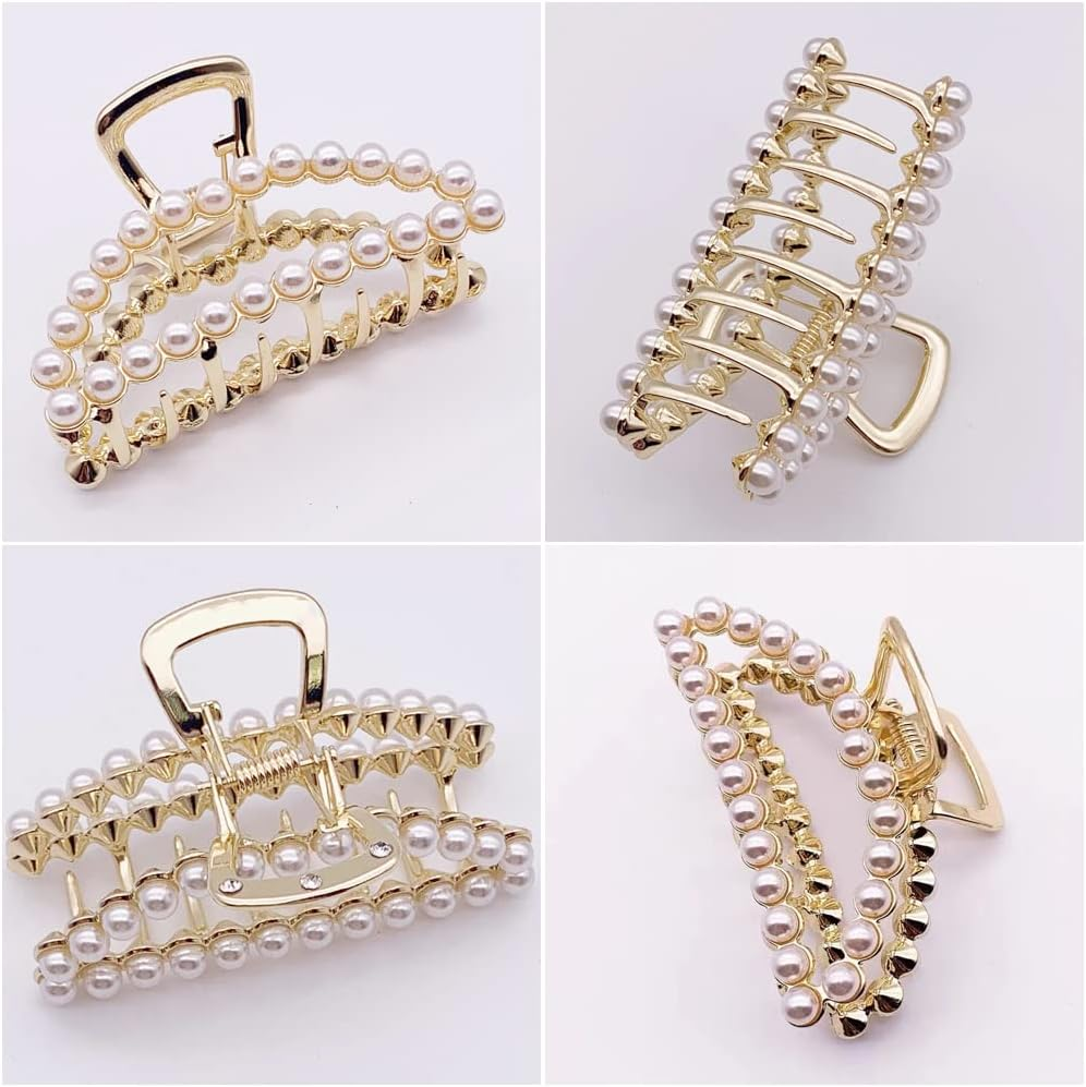 Rairsky Pack of 2 Pearl Hair Clips, Small Hair Clips, Women'S Hair Clip, Metal Hair Clips, for Thick Hair and Thin Hair, Pearl Hair Accessories for Women and Girls, Non-Slip Hair Clips image number 2