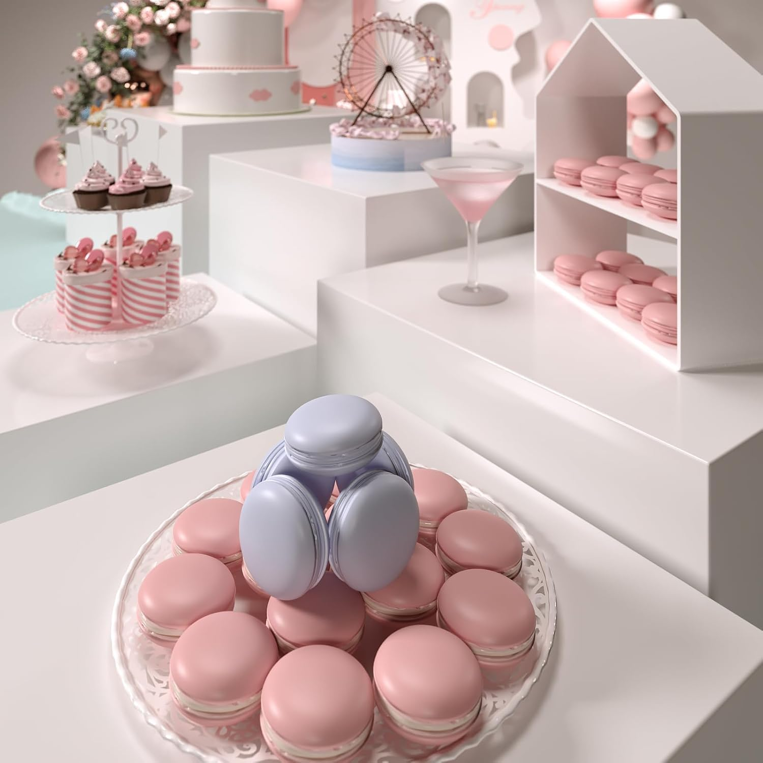 6PCS Buffet Risers, Food Risers for Buffet Table, Buffet Risers and Stands, Acrylic White Boxes for Food Display, White Acrylic Cube Boxes Big Size(9"-8"-2Pcs 7.5"-2Pcs 6.7") (White) - White image number 2