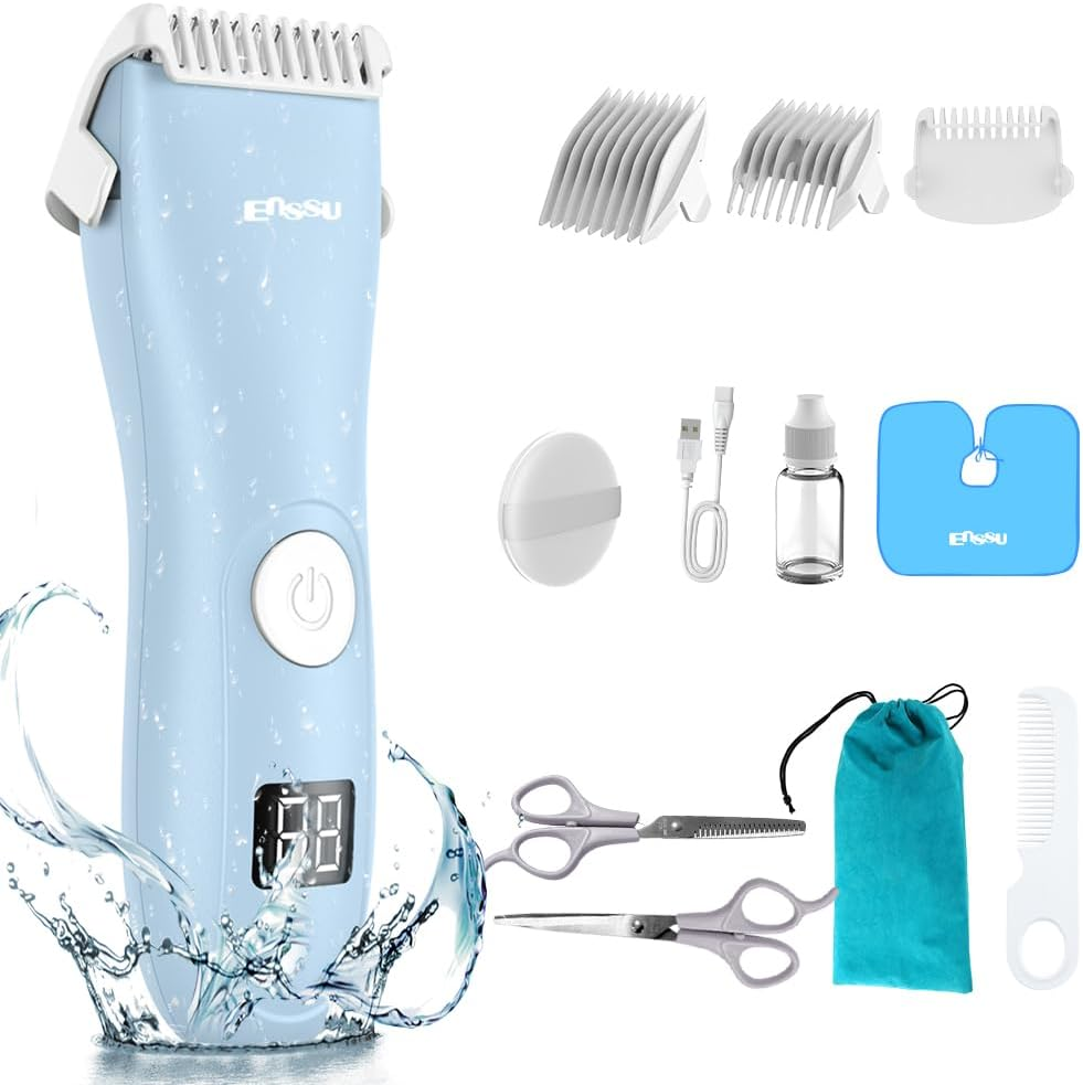 Baby Hair Clipper, Quiet Kid Hair Clipper with Safe Ceramic Blade & LCD Power Display, Professional Hair Trimmer for Kids Waterproof Rechargeable Haircut Kit for Toddler Children, 1 Hour Fast Charge
