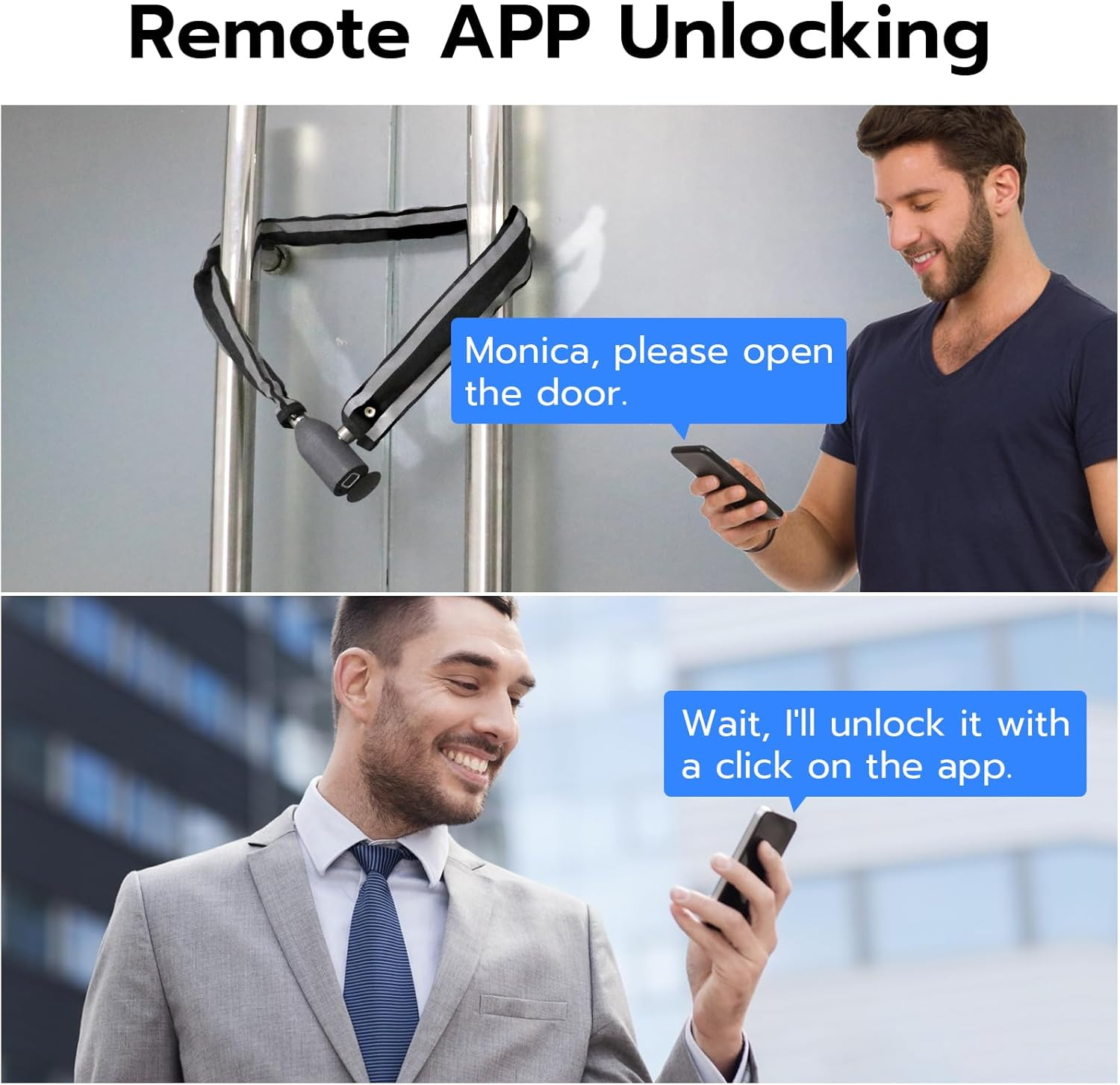 Chain Lock Keyless Waterproof Bicycle Lock Elinksmart 100CM Chain Lock for Bike Scooter Motorcycle Door Fence Gate Fingerprint Bluetooth App Heavy Duty Security 2024 Updated image number 2