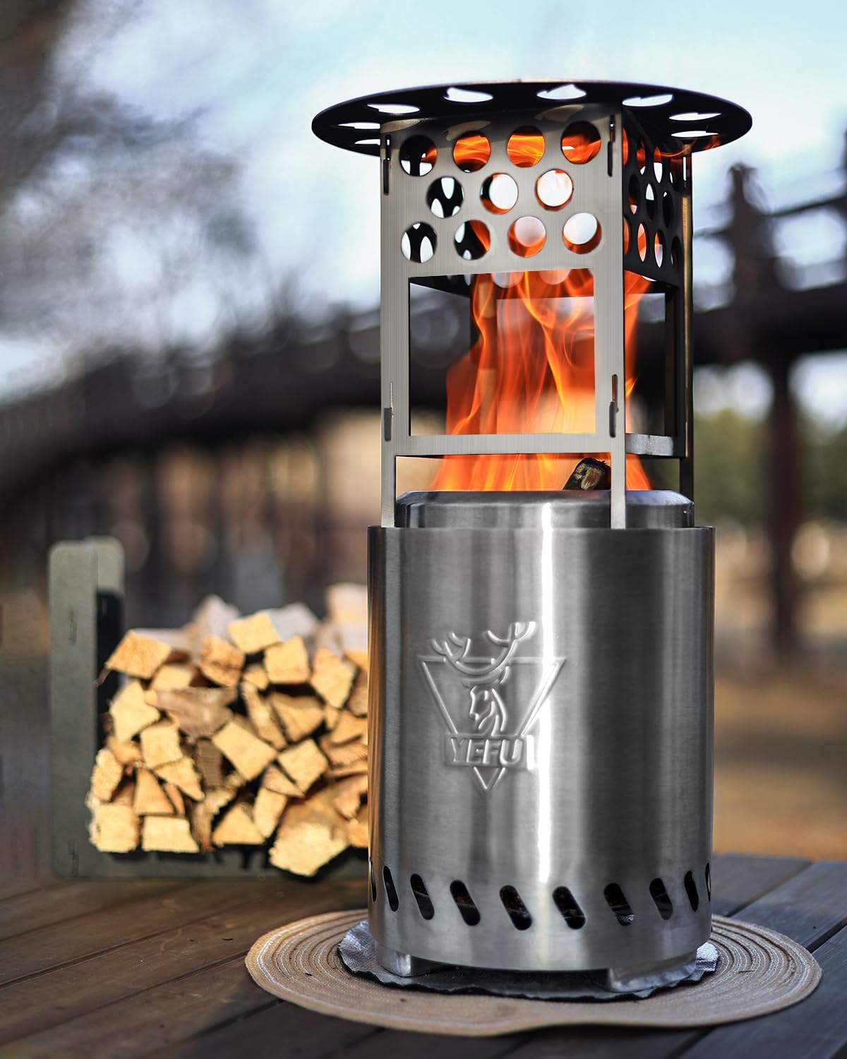 YEFU Fire Pit Heat Deflector for Solo Mesa Stove XL YEFU 7.1 Inch Fire Pit, Portable Heat Diffuser for 7-7.1 Inch Tabletop Firepit Captures and Redirects Warmth, Detachable Burner Cover Accessories image number 2