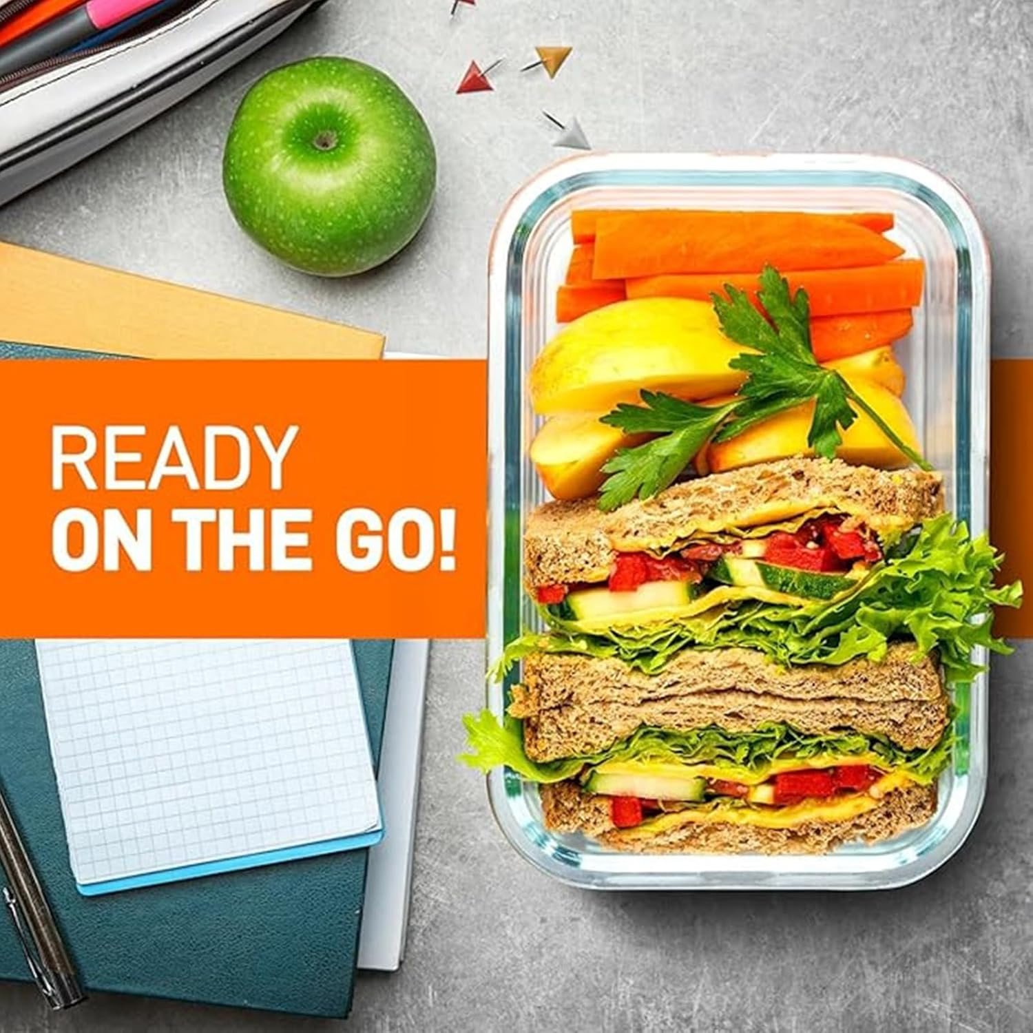 Glass Food Storage Containers Set BPA Free, Airtight & Leakproof Lids, High Borosilicate Glass for Meal Prep, Lunch & Leftovers, Food Safe Kitchen Organization Containers (Transparent 5-Piece Set) image number 3