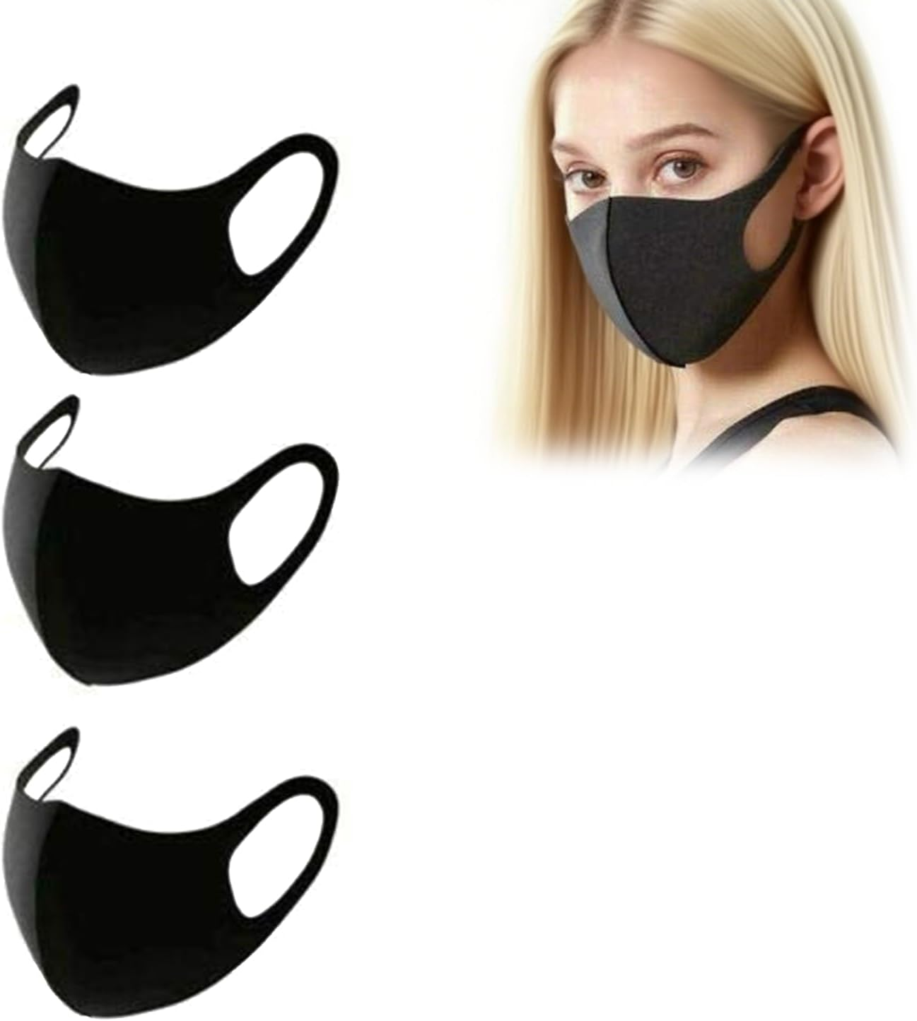ONBPIY Black Face Mask 12 Pack Reusable Washable Breathable Fabric for Men Women Unisex Daily Use Face Cover Mask image number 2