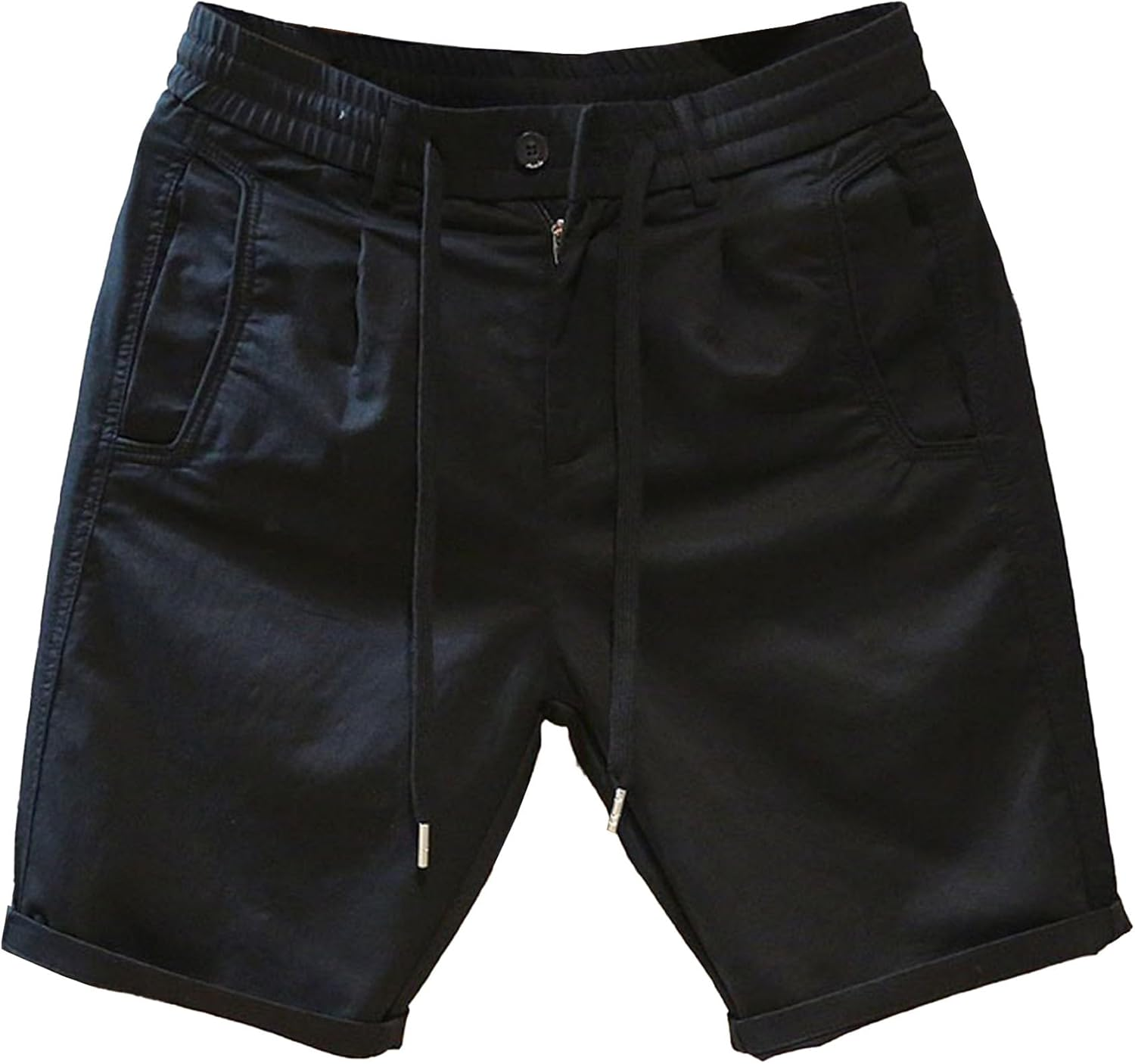 Jeshifangjiusu Mens Stretch Drawstring Sweat Cargo Shorts with Pockets Lightweight Golf Shorts Summer Straight Casual Short (Black,Xx-Large)