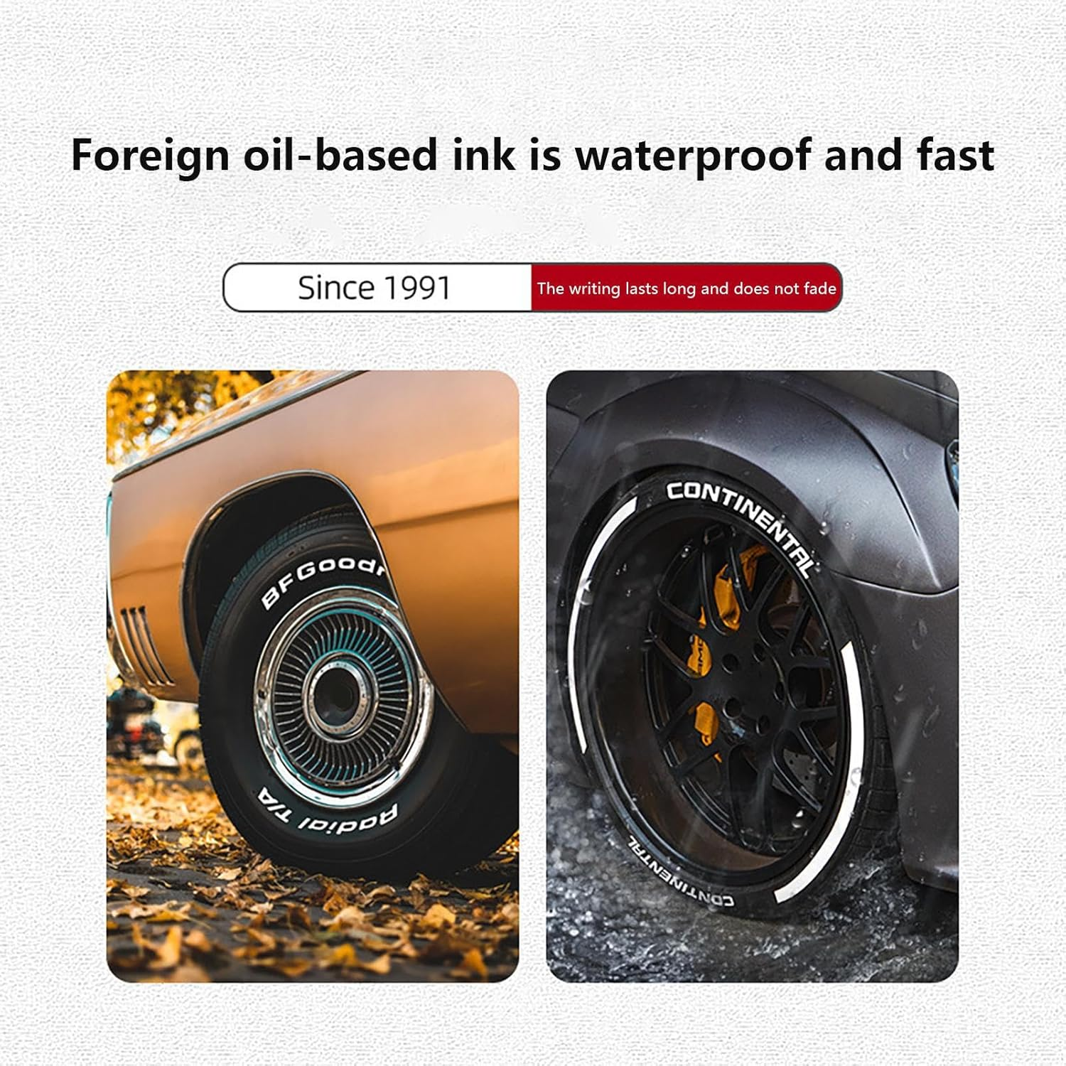 Tyre Marker Paint, Tire Paint Marker Smooth Ink Touch-Up Pen for Tire, Glass, Black Paper, Fabric, Ceramic, Car Decoration Accessories image number 3