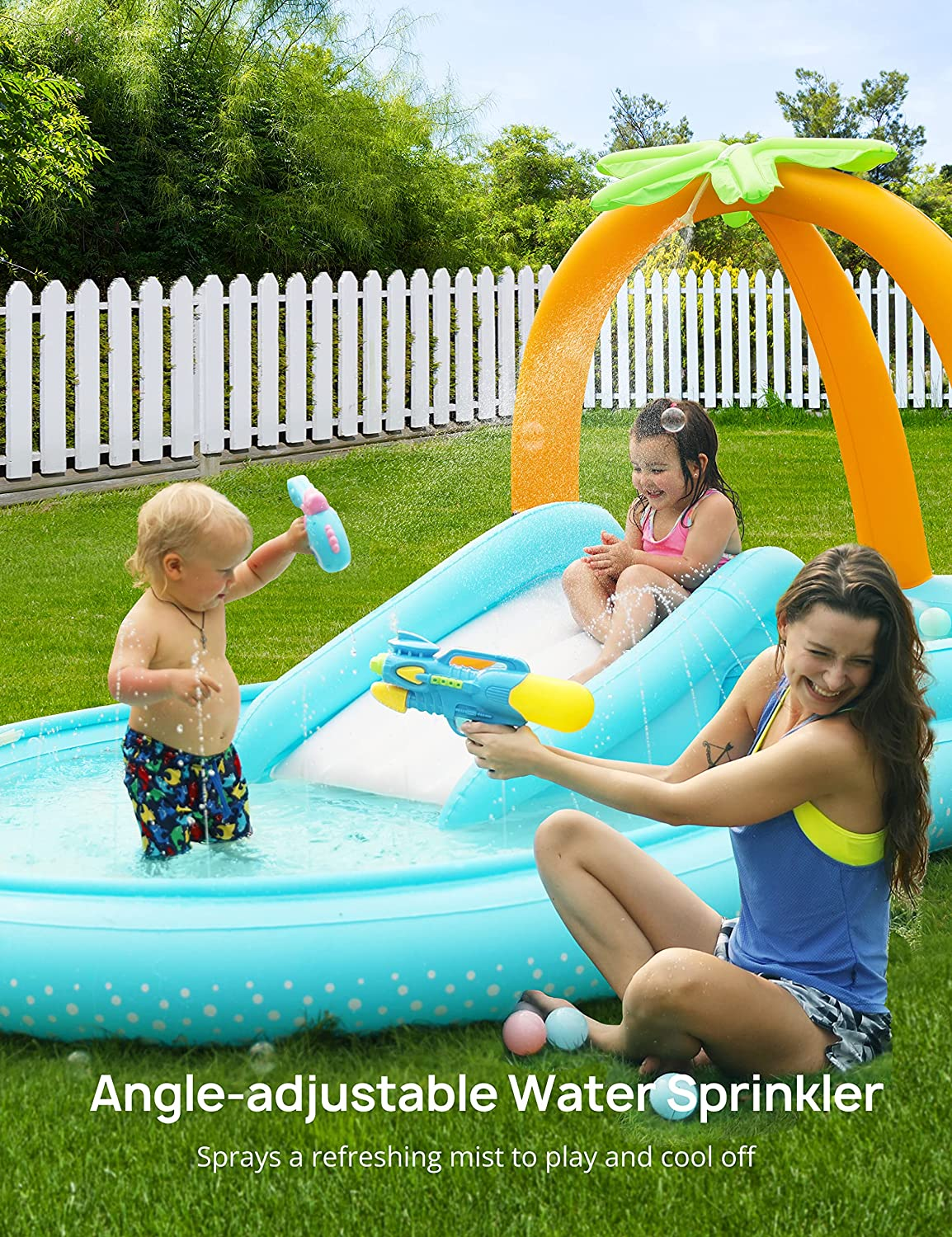 Evajoy Kiddie Pool, Inflatable Play Center Kids Pool with Slide, Water Sprayers Thickened Wear-Resistant Full-Sized Swimming Pool for Kids Toddler Children, Garden Backyard & Indoor Use 110&rdquo;X71&rdquo;X53&rdquo; image number 5